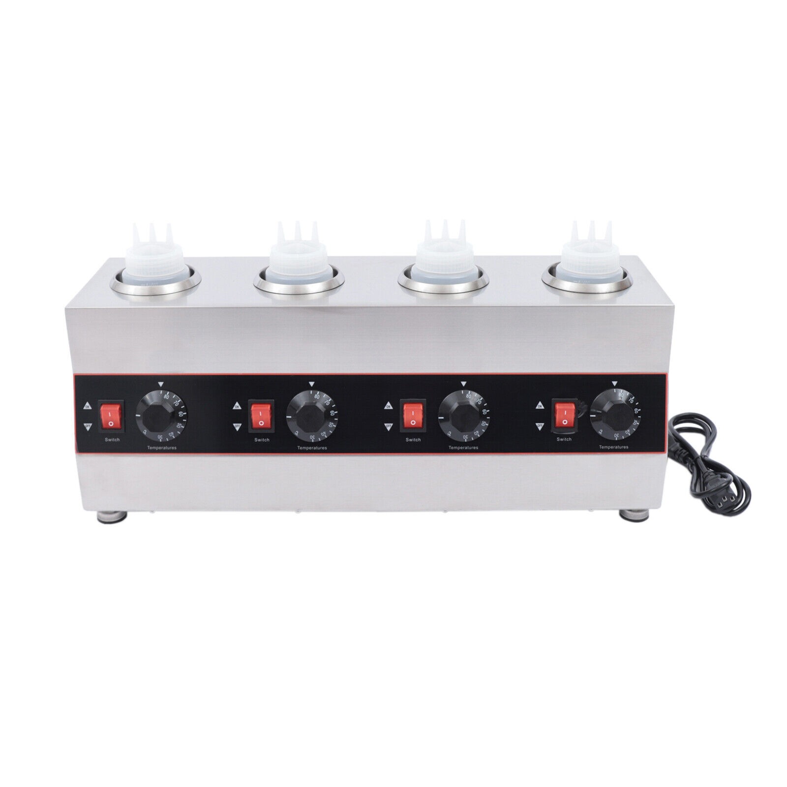 2600ML Commercial Electric Sauce Bottle Warmer Dispenser With 4 Squeeze Bottles