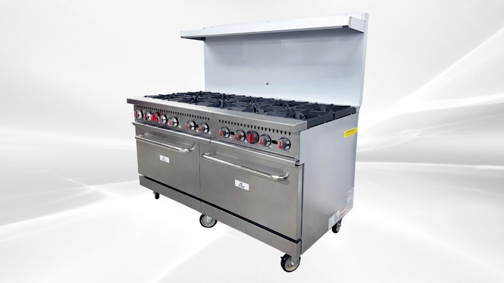 NEW 60″ Double Oven Range 10 Burner Grate Stove Top Commercial w/ Wheels NSF