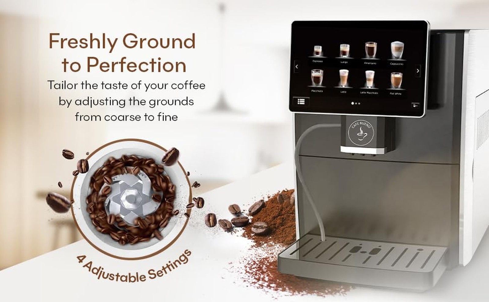 Super Automatic Espresso Machine For Home – Coffee Machine With Grinder & Mil…
