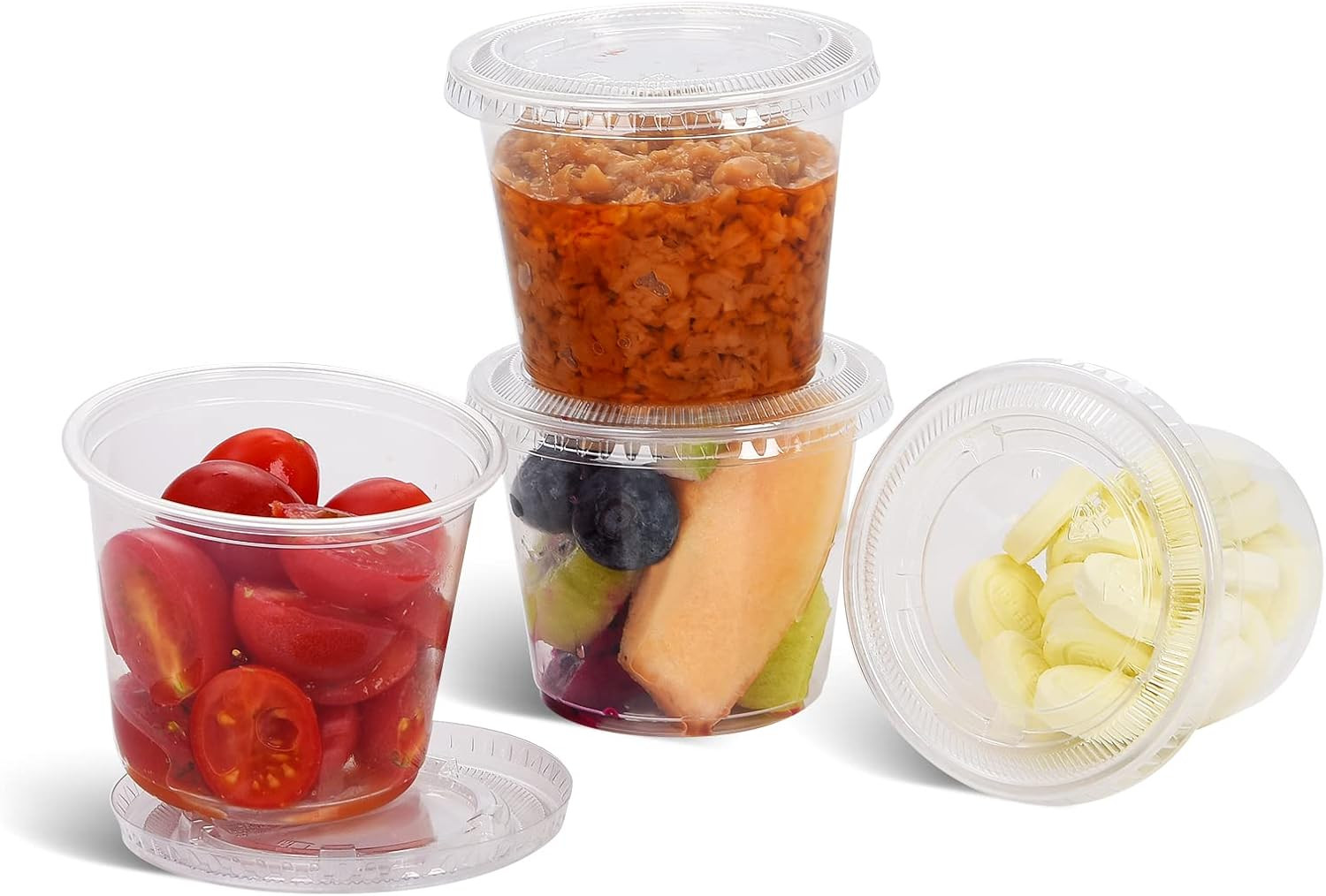 [5.5 OZ, 50 Sets] EDI Clear Disposable Plastic Portion Cups with Leakproof Lids