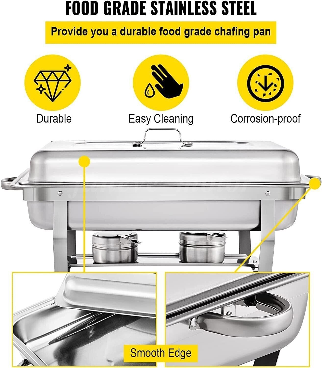 6/8/10X 9Qt Chafing Dish Buffet Set 316 Stainless Steel Chafer for Catering full