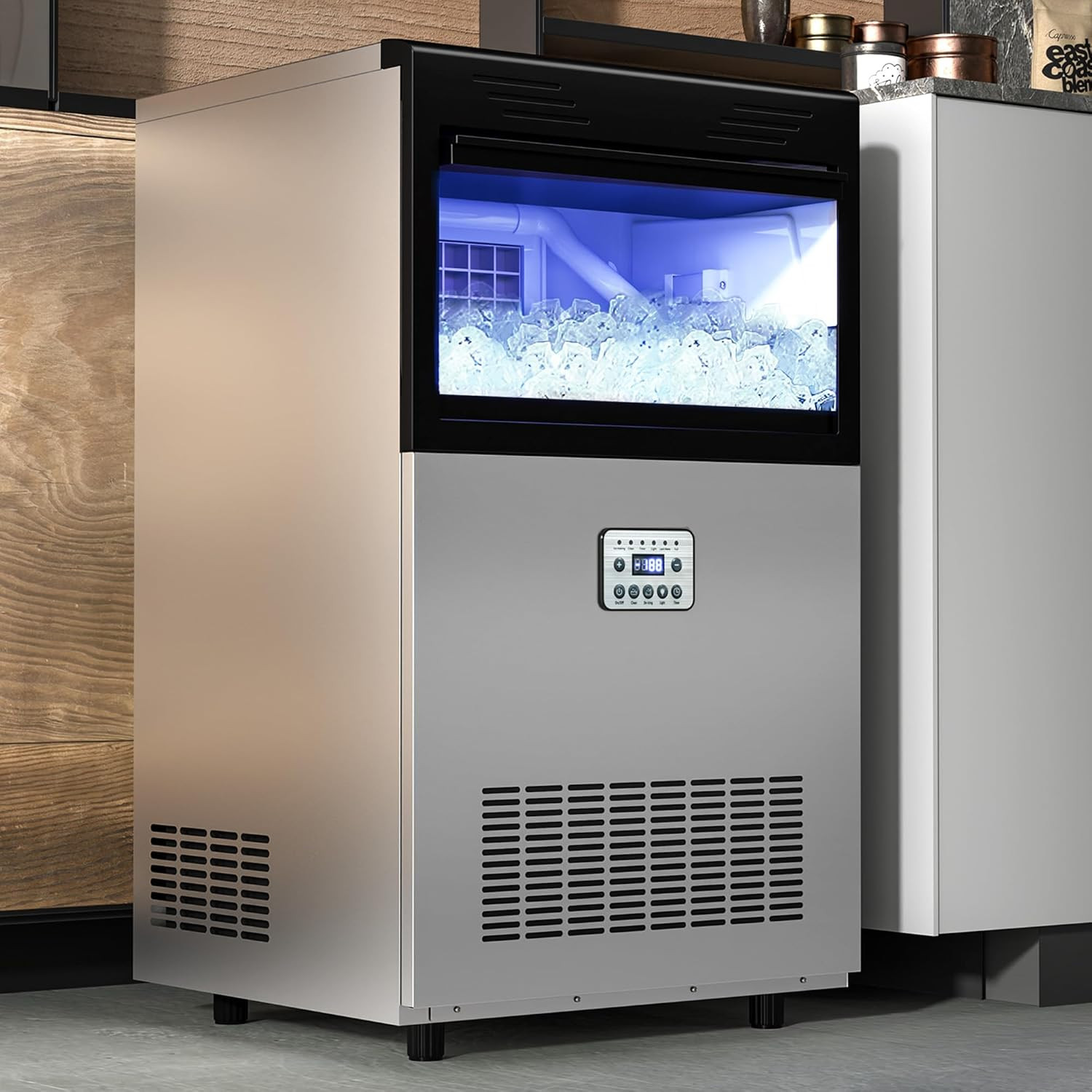 120Lbs Commercial Ice Maker with 33Lbs Storage Bin for Home & Business