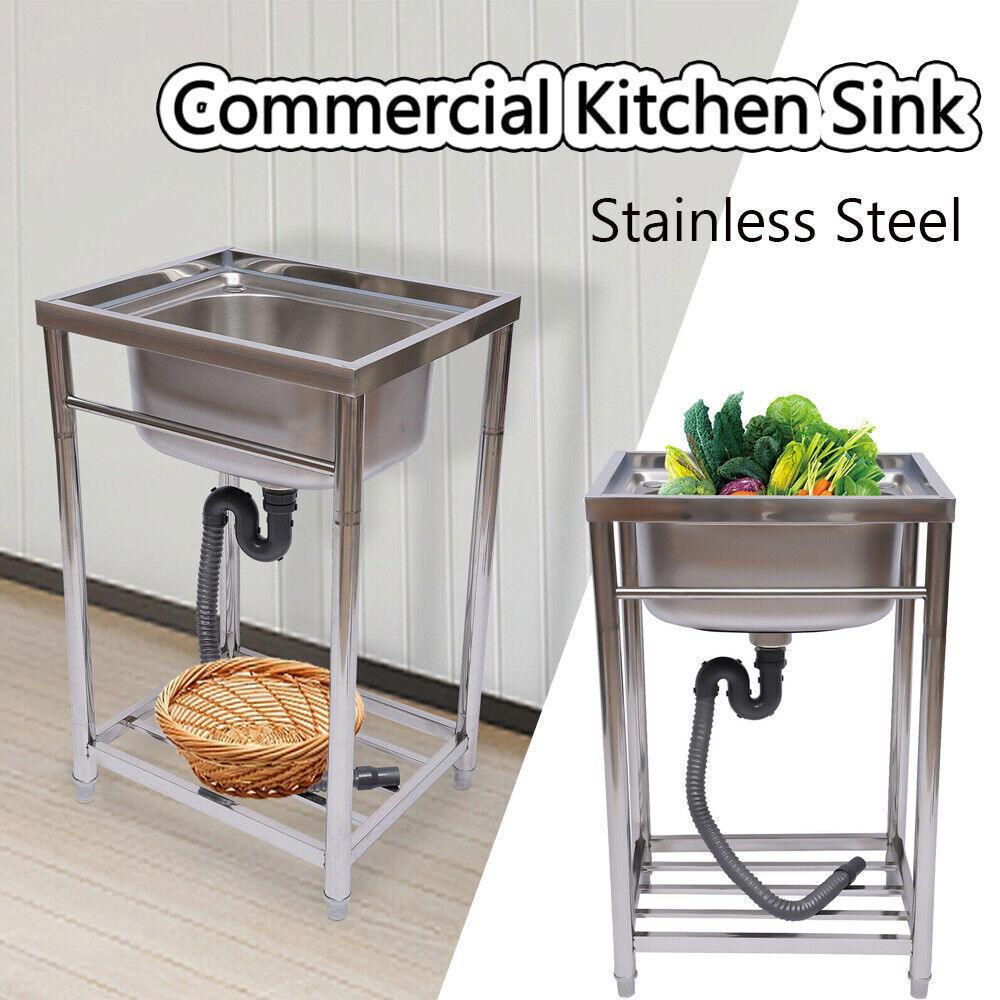 Commercial Stainless Steel Sink Kitchen Sink 1Compartment Single Bowl Basin Sink