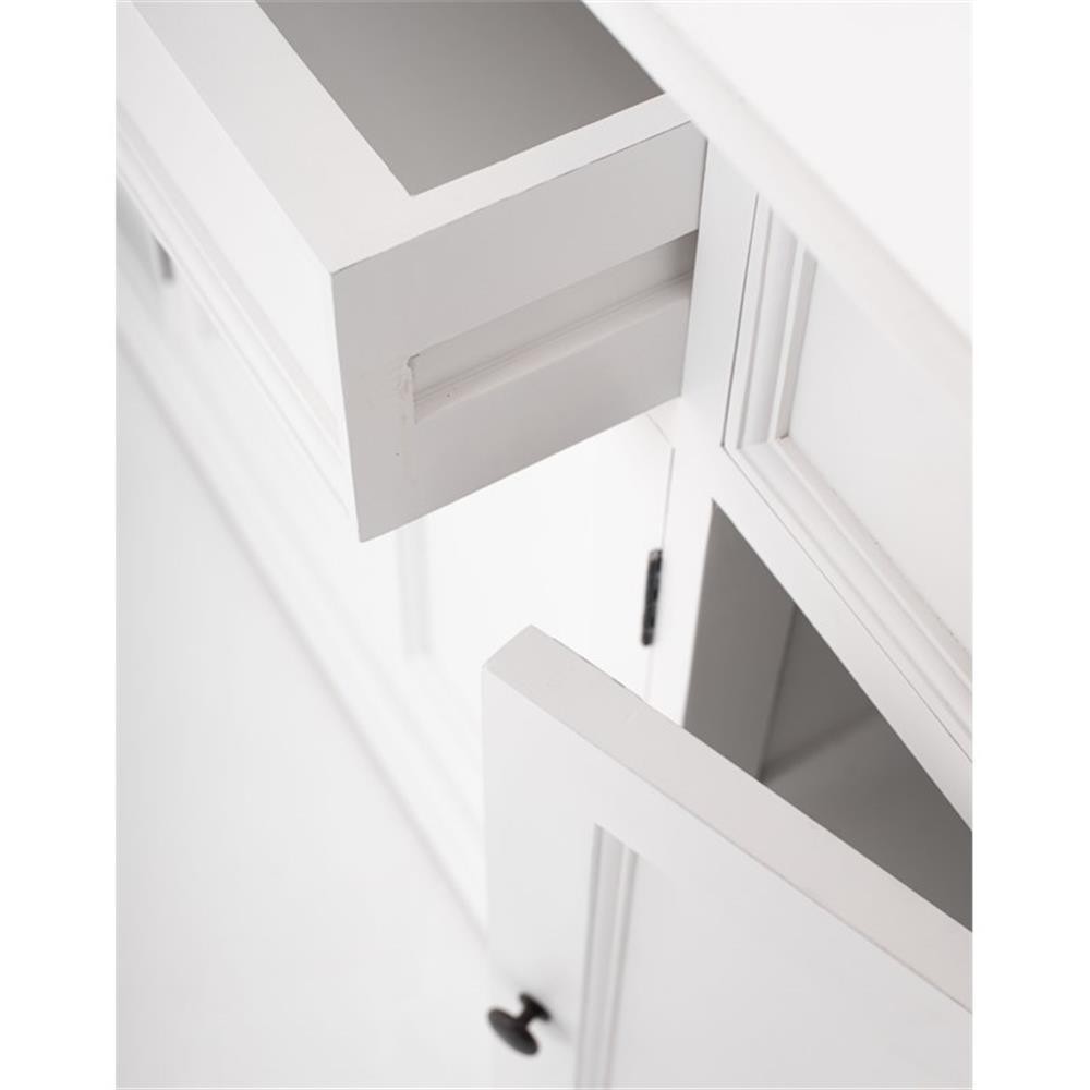 NovaSolo Halifax Mahogany Wood Buffet with 4 Doors 3 Drawers in White