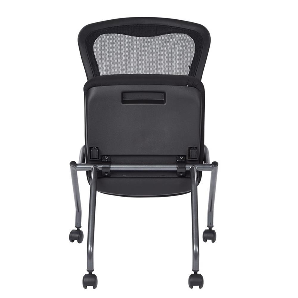 Set of 2 Deluxe Armless Folding Chair with ProGrid Black in Coal Black Fabric