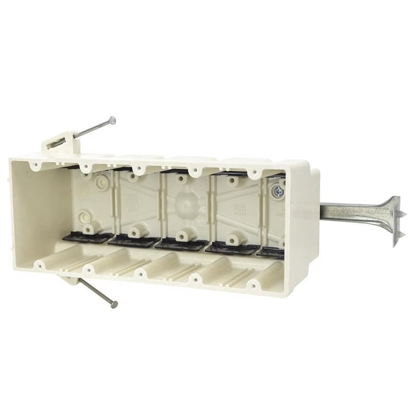 Allied Moulded 5305-NBK 5 Gang Switch Box New Work PVC Electrical Box