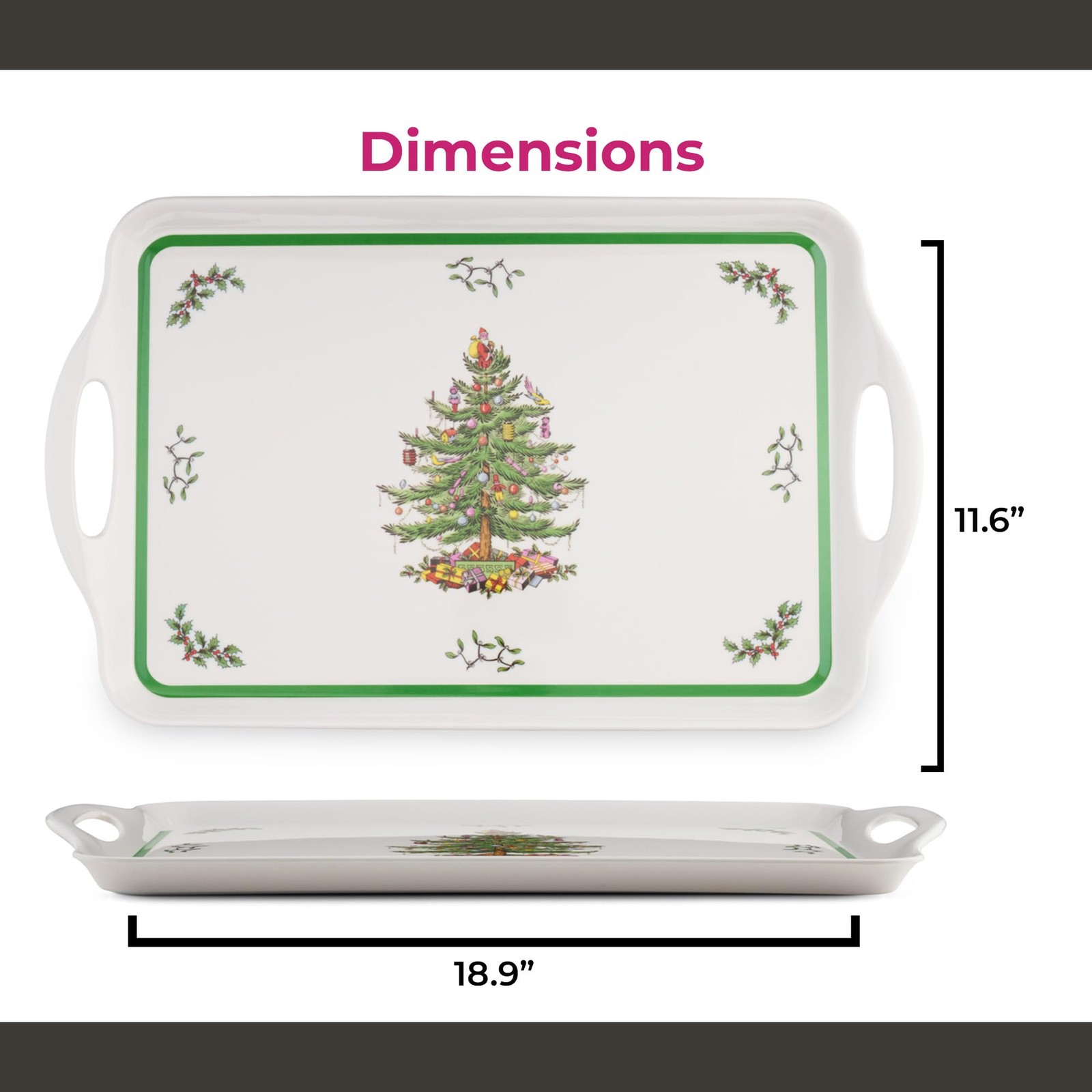 Spode Melamine Serving Tray – (18.9″ x 11.6″) 18.9″ x 11.6″ x 1″, Multicolor