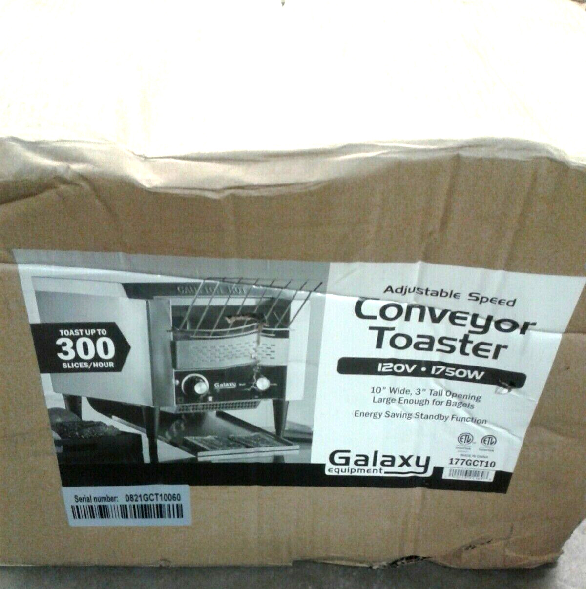 Galaxy 177GCT10 Conveyor Toaster 120V 1750W Adjustable Speed 10″ Wide 3″ Opening