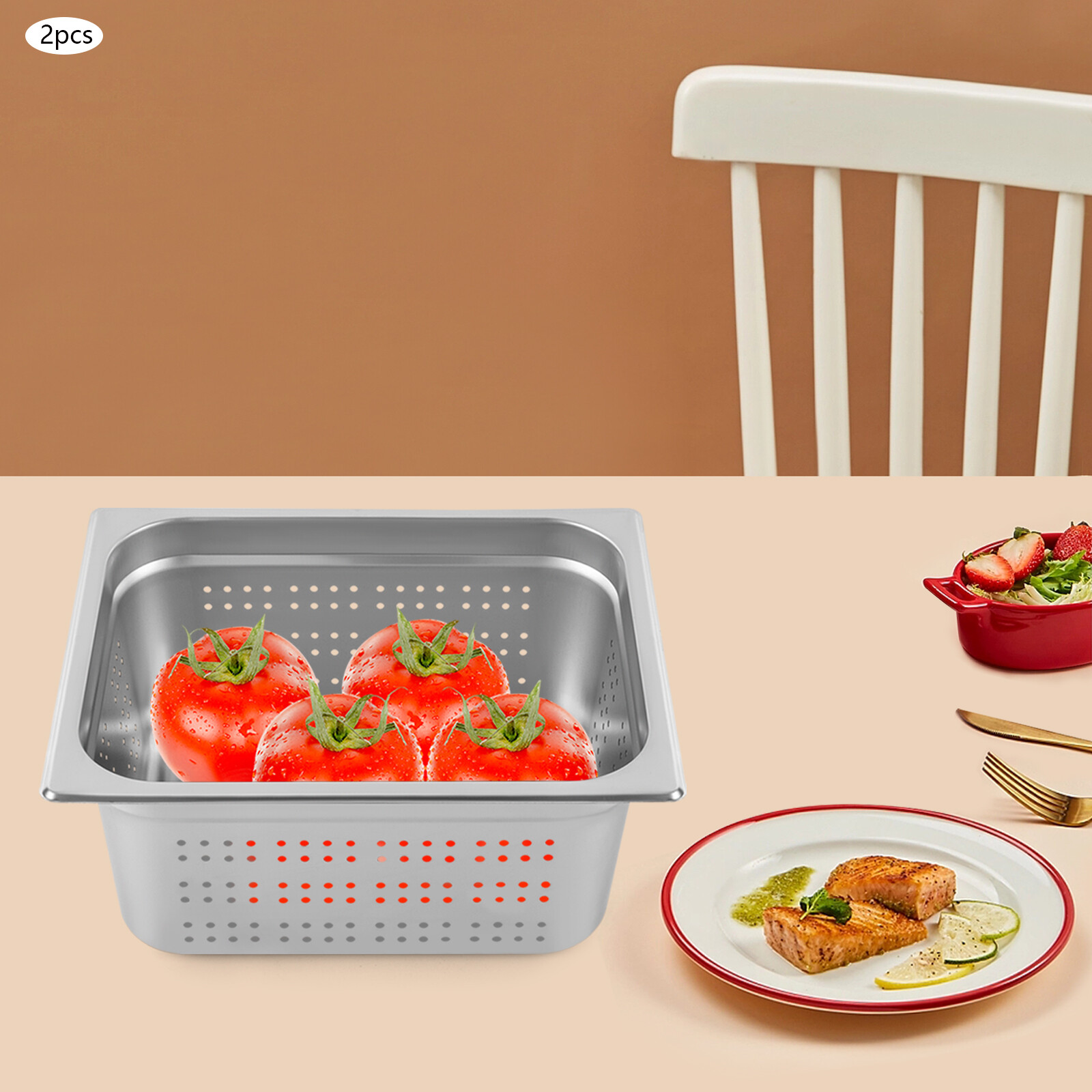 NEW!1/2-Size Perforated Stainless Steel Steam Table Food Pan 6″ Deep Hotel Pan