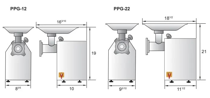 Atosa #12 Meat Grinder 1.5 HP 450 lbs/hr PPG-12