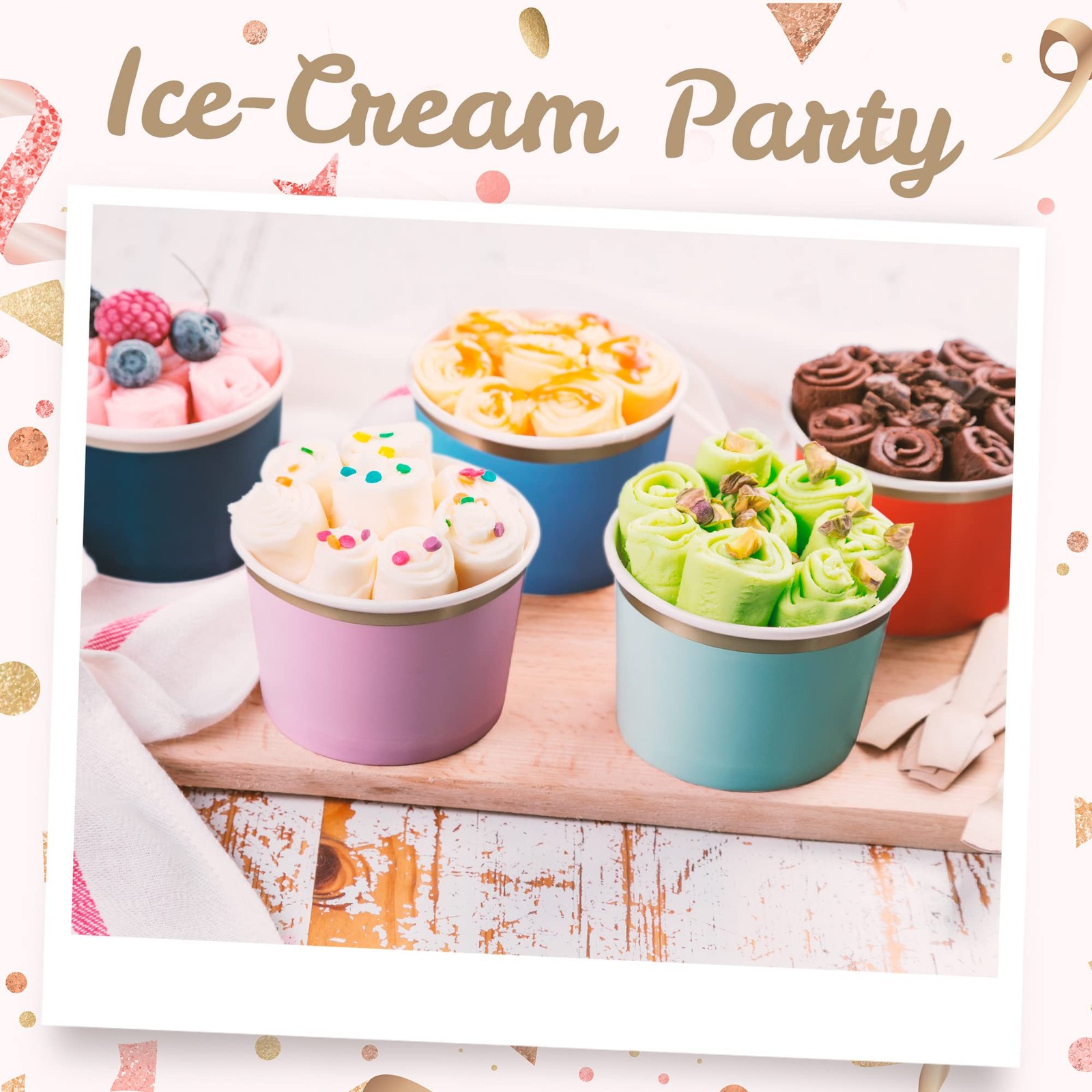 Paper Ice Cream Cups, 50 Count, 266 ml, Disposable Dessert Trays for Hot or Cold …