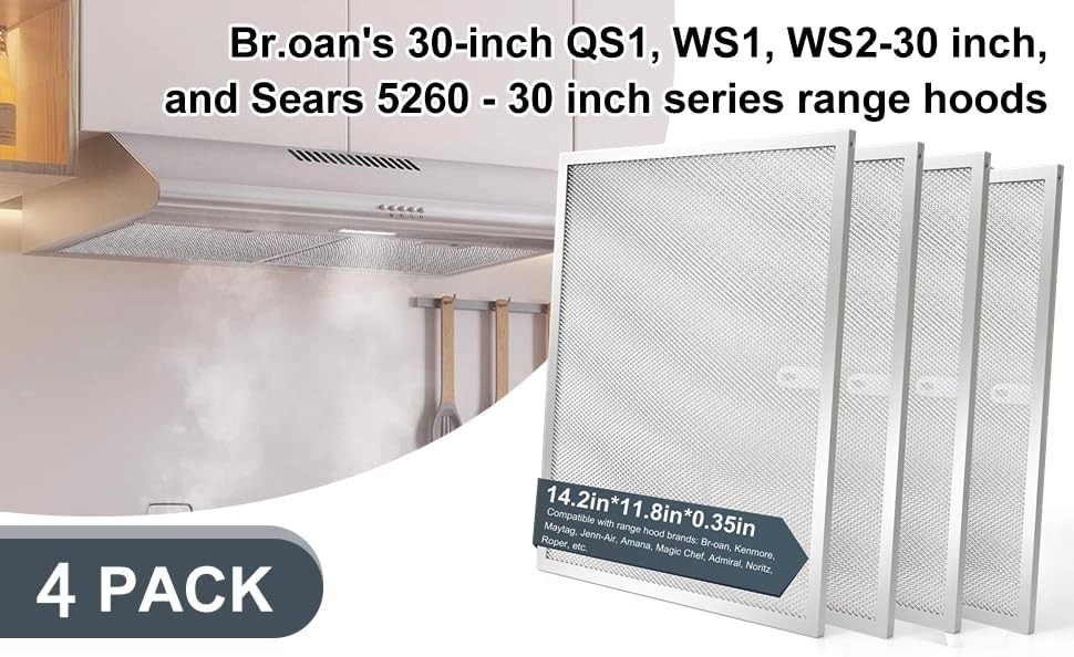 Range Hood Grease Filter 11-3/4″ x 14-1/4″2-Pack Aluminum Filter Compatible w…