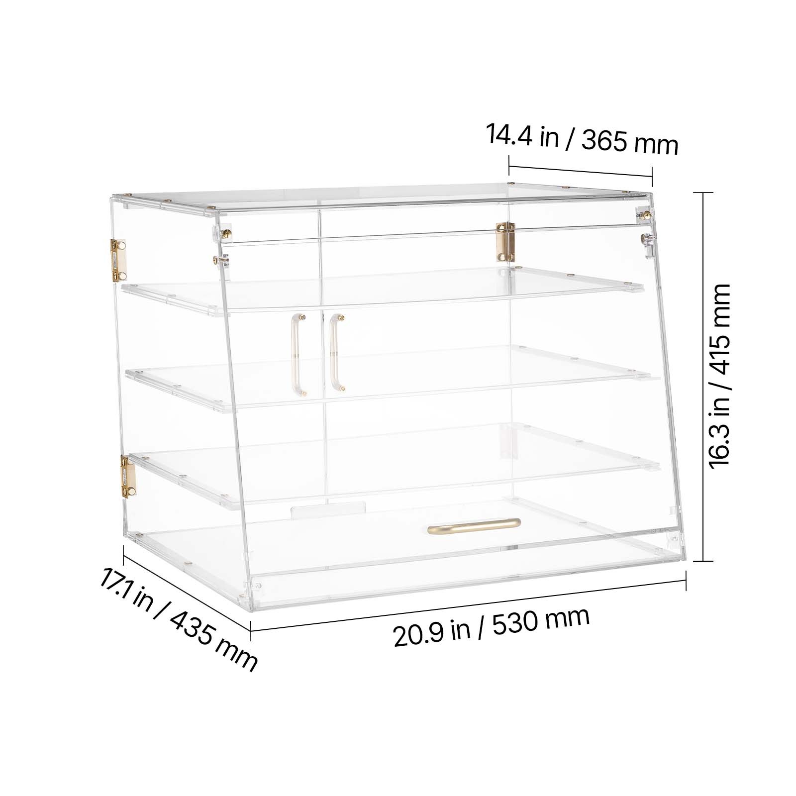 Uimoso Acrylic Countertop Pastry Display Case with 4 Tiers and Dual Access Doors