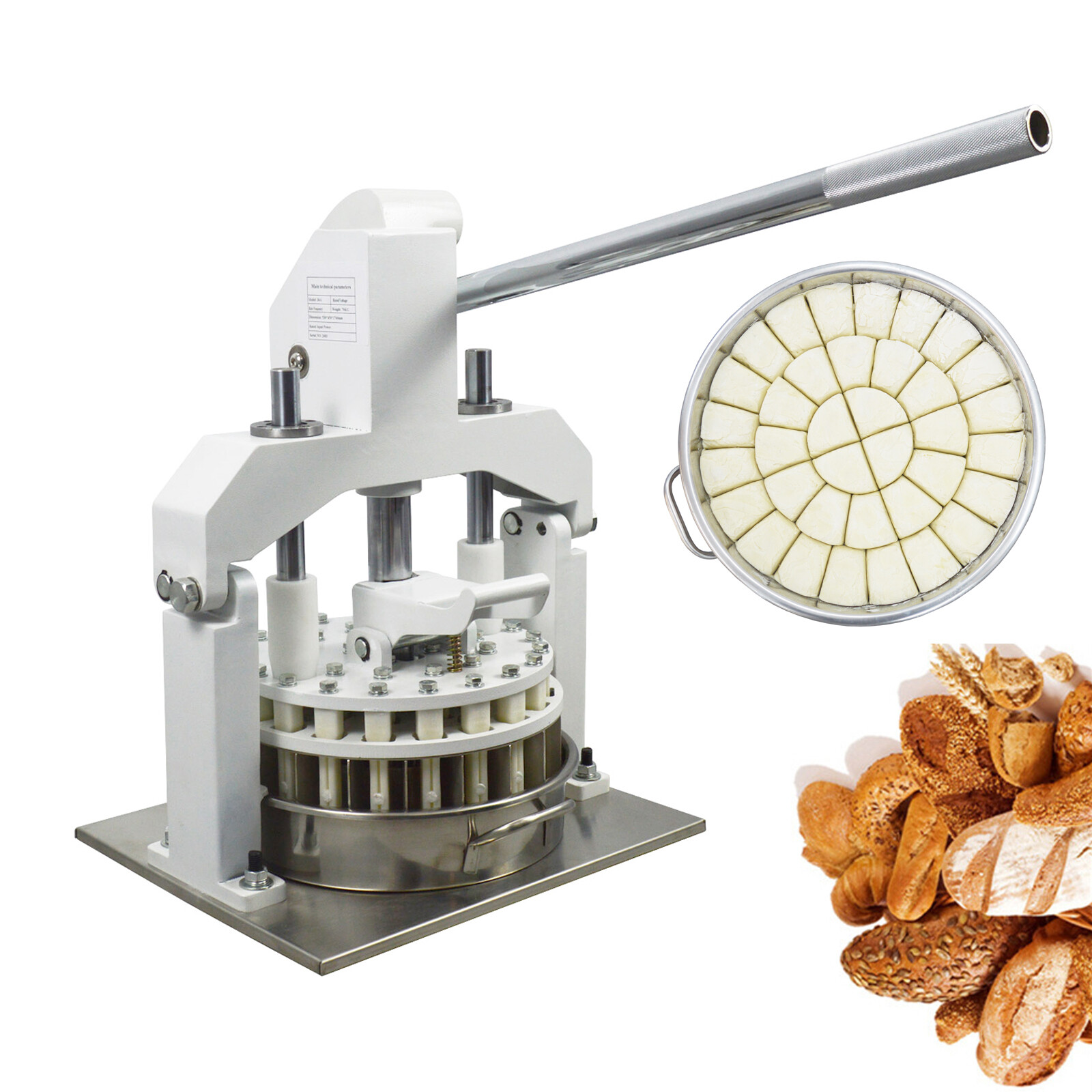 Commercial Dough Cutting Machine 36PCS Manual Dough Divider Bread Maker 30-160g