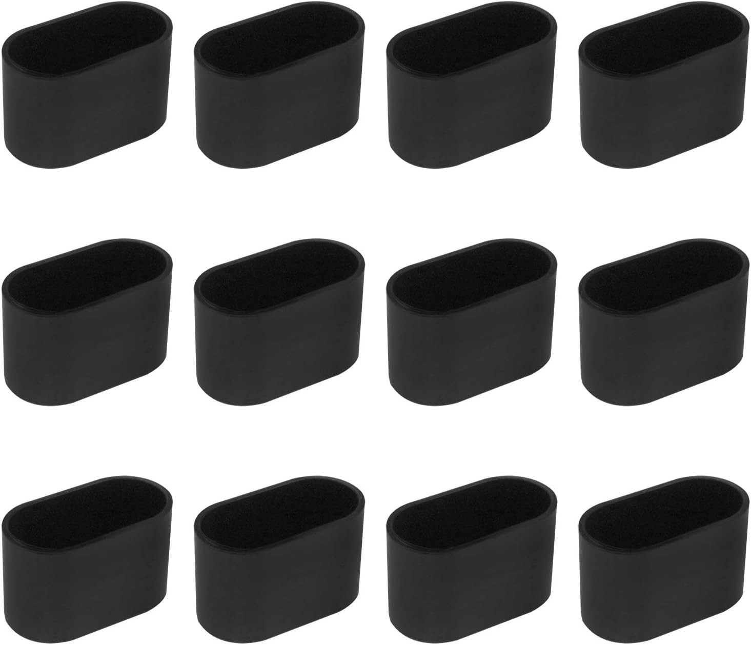 Lovelysp Bright Black Rubber Oval Chair Leg Cover Furniture Feet Cover Oval