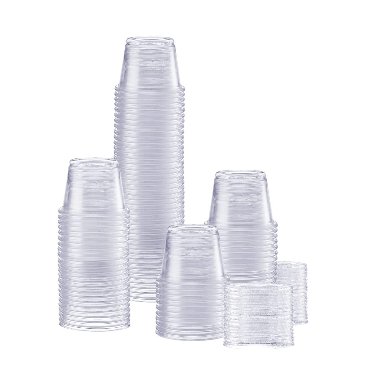 GUSTO 1 oz Jello Shot Cups with Lids [100 Count] Clear Plastic Portion Container