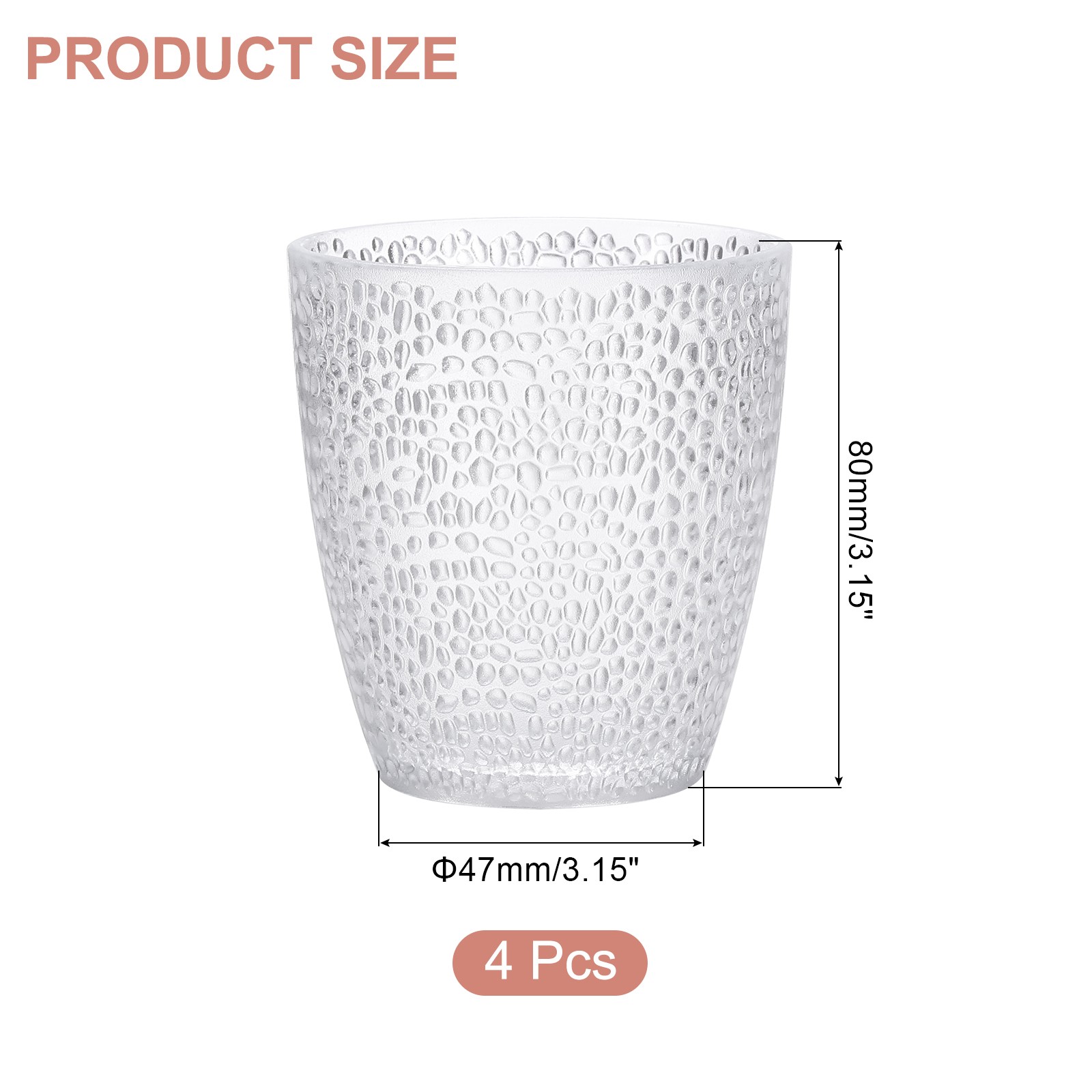 4Pcs 7oz Acrylic Drinking Glasses Plastic Reusable Tumbler Transparent