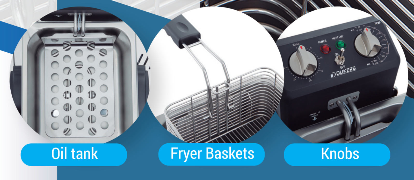 New 30lbs Electric Fryer Countertop Dual Double Basket Pot Dukers DCF15ED #8794