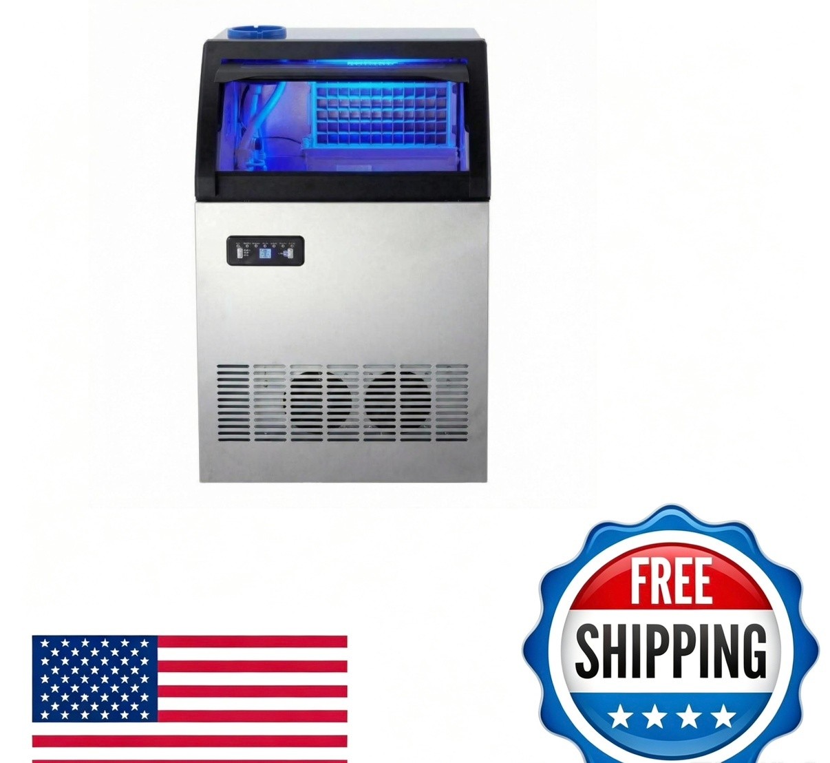 Commercial Ice Maker Machine 155 lbs/24H, Under Counter Ice Machine with 33 lbs