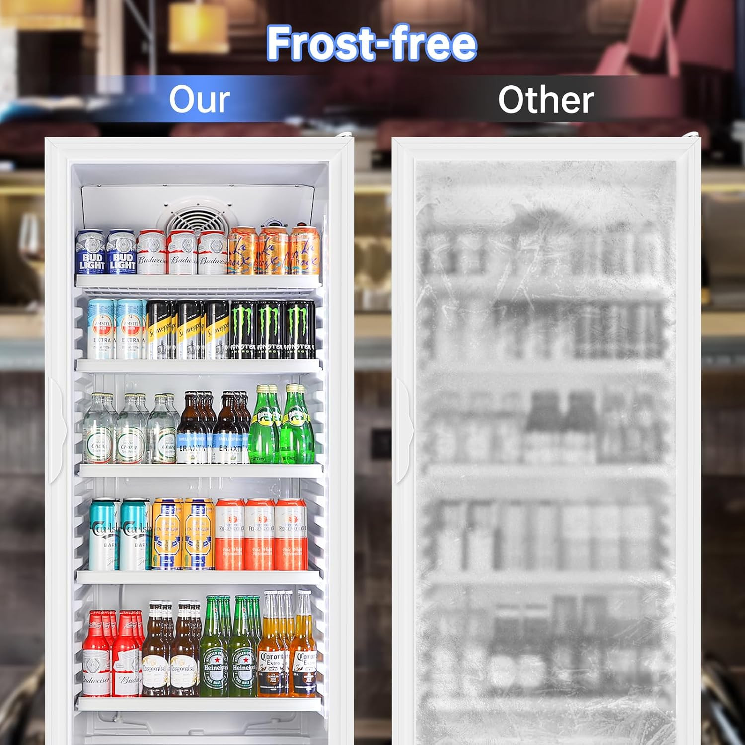 Commercial Beverage Refrigerator, 24.5 Inch 15 Cu. Ft. Drink Fridge, Display Ref