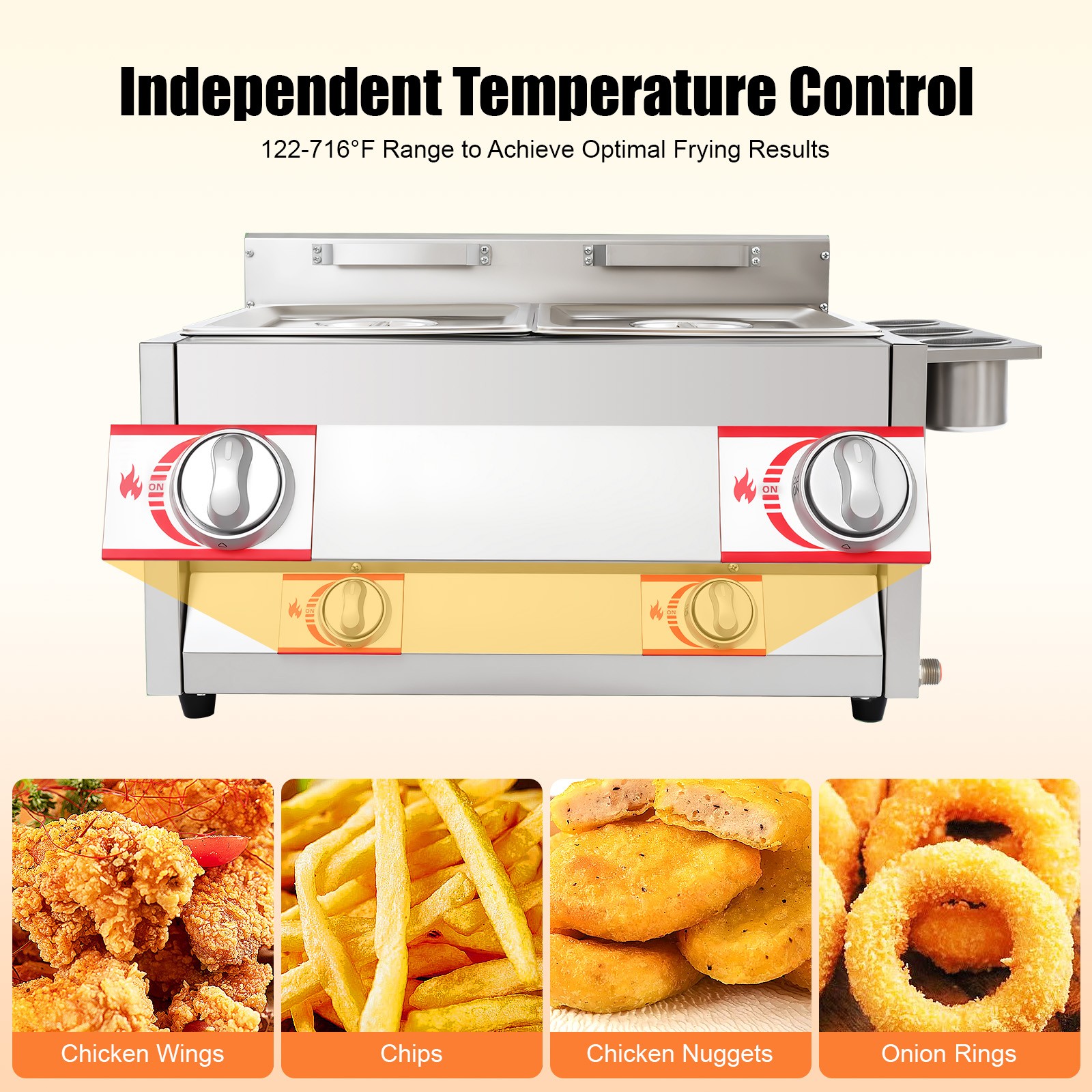23.74*18.11*13.18″ Silver Commercial Dual Tank Kitchen Deep Fryer W/ Basket& Lid