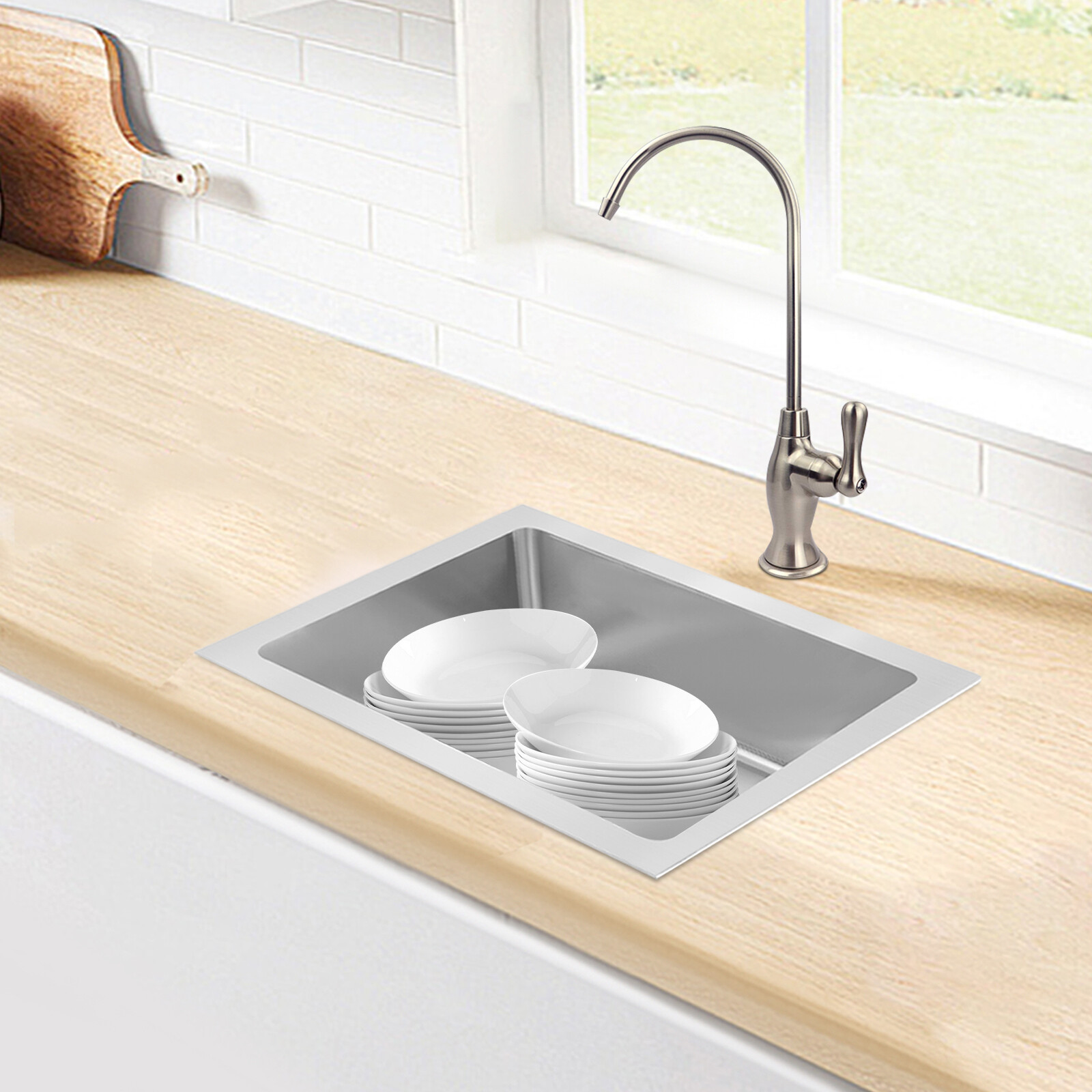 Stainless Steel Floor Kitchen Mop Sink 19″ x 22″ x 12″ 8″ Deep Basin Rectangular