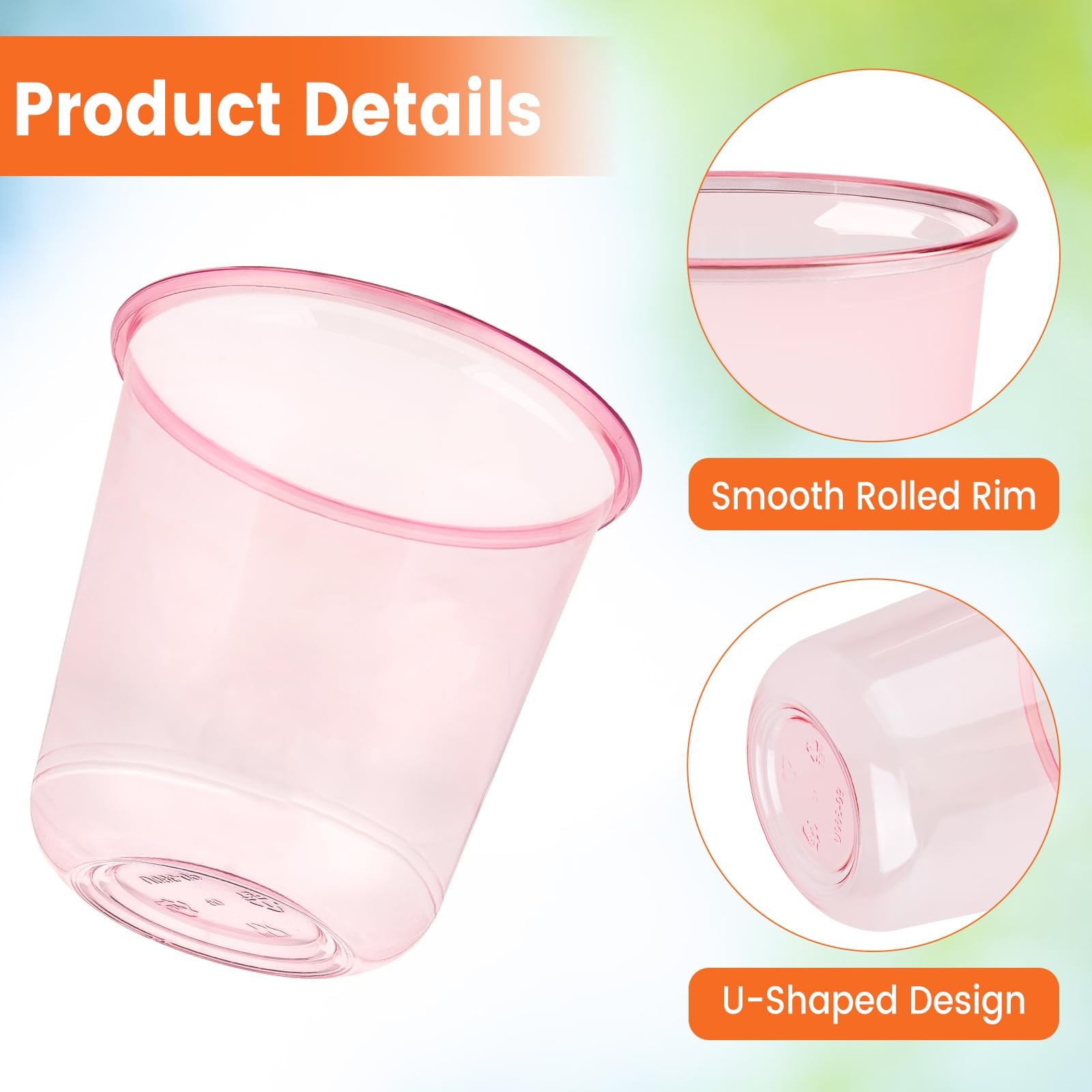 50 Pcs Pink Plastic Cups, 12 Oz Disposable Stemless Wine Glasses Cocktail Pin…