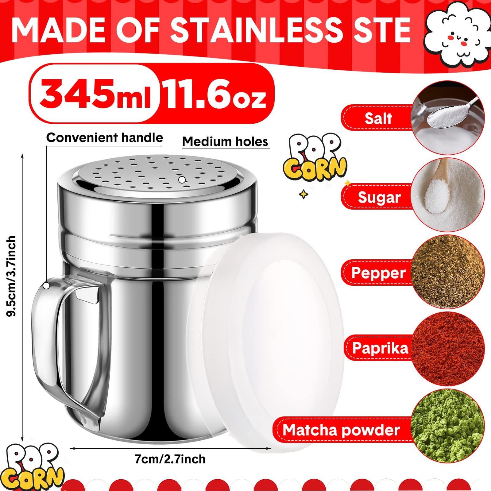 Potchen 502 Pieces Popcorn Machine [‘red’, ‘white’, ‘silver’, ‘plastic’]