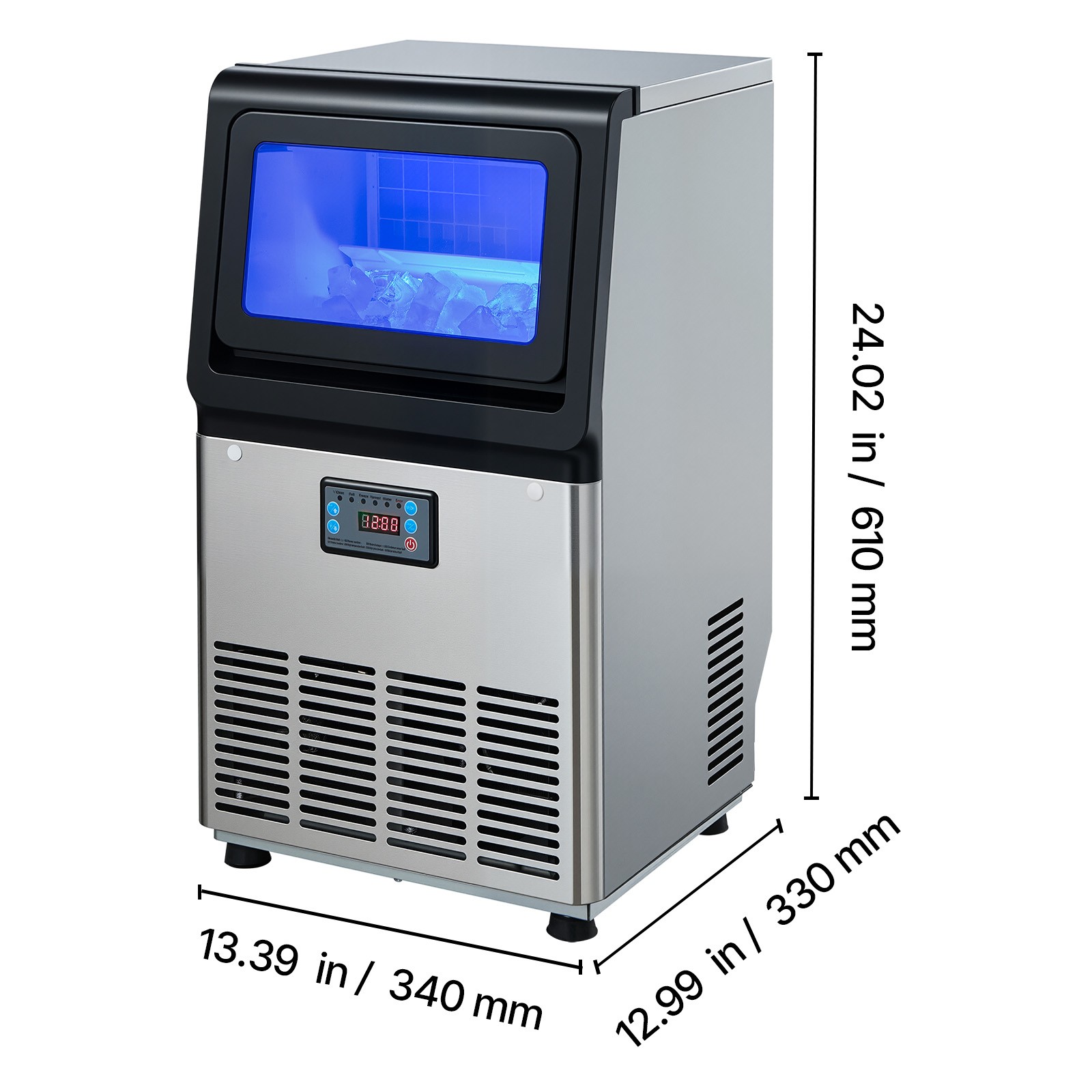 Uimoso 90lbs/24h Commercial Ice Maker for Bar and Restaurant with 13lbs Storage