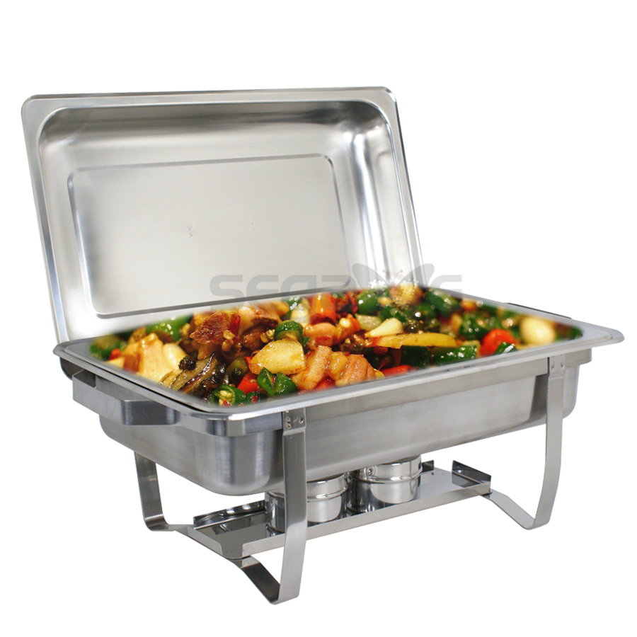 New 2 Pack of 8 Quart Stainless Steel Rectangular Chafing Dish Full Size