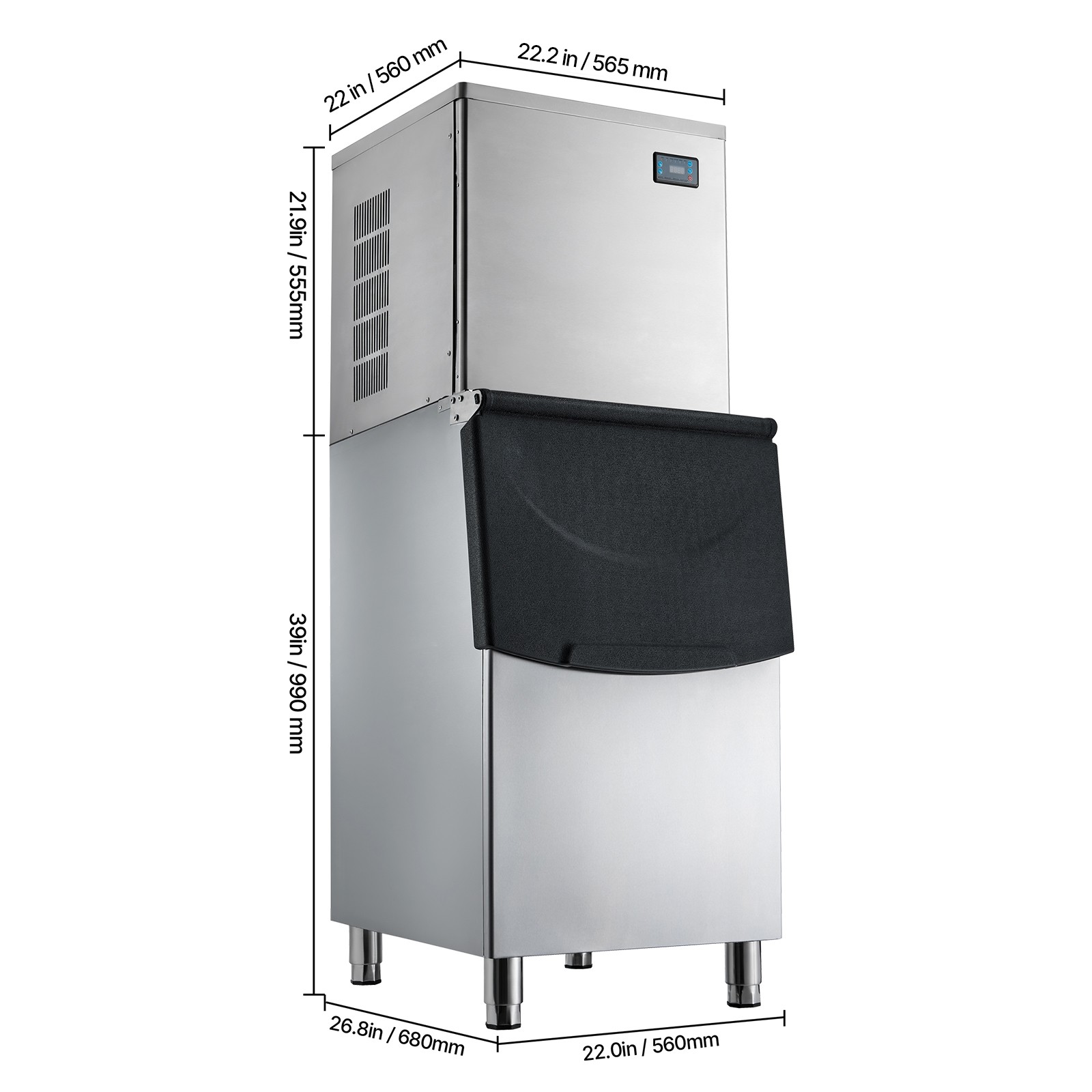 Uimoso Commercial Ice Maker 450LBS/24H with 250LBS Storage Bin and Auto Cleaning