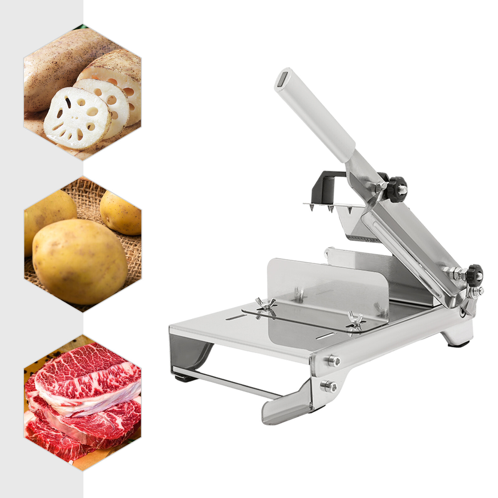 Stainless Steel Manual Meat Slicer Slicing Machine Frozen Meat Beef Bones Cutter