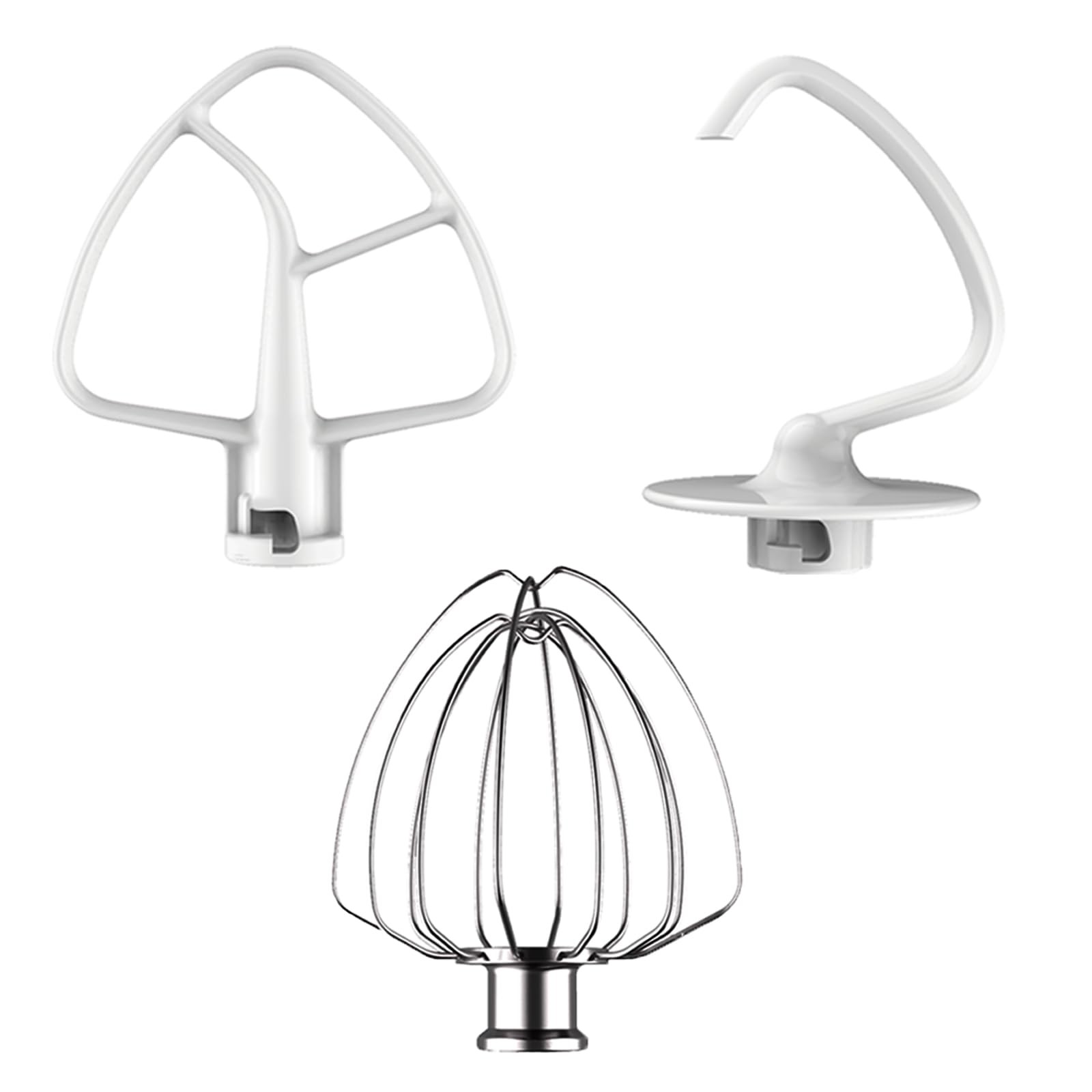 3 Pack Mixer For KitchenAid 4.5QT/5QT Tilt Head Mixers, White & Silver