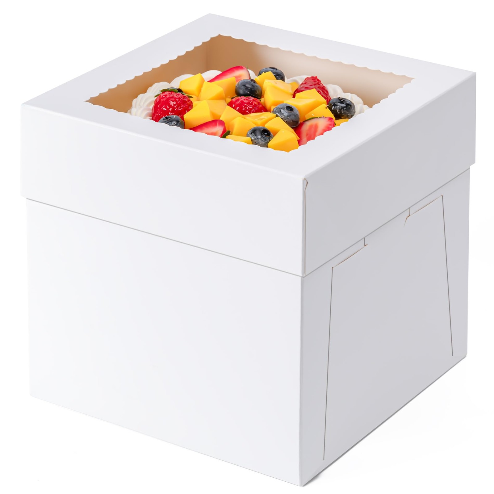 5 Pack Cake Boxes 12 Inch, 12x12x8 Inches Tall 10x10x8 inches, White