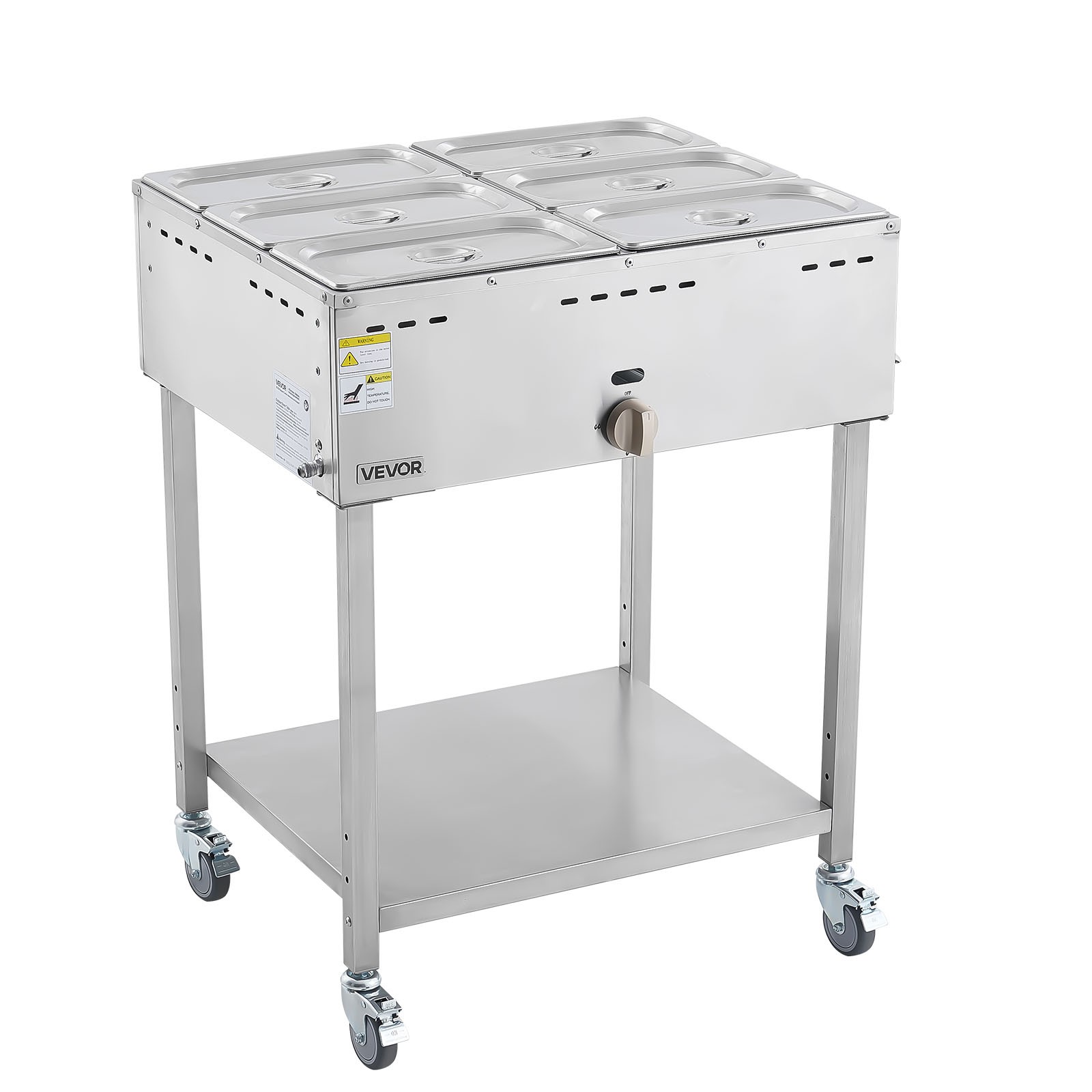 VEVOR Commercial Propane Steam Table 6-Pan Outdoor Food Warmer Stainless Steel
