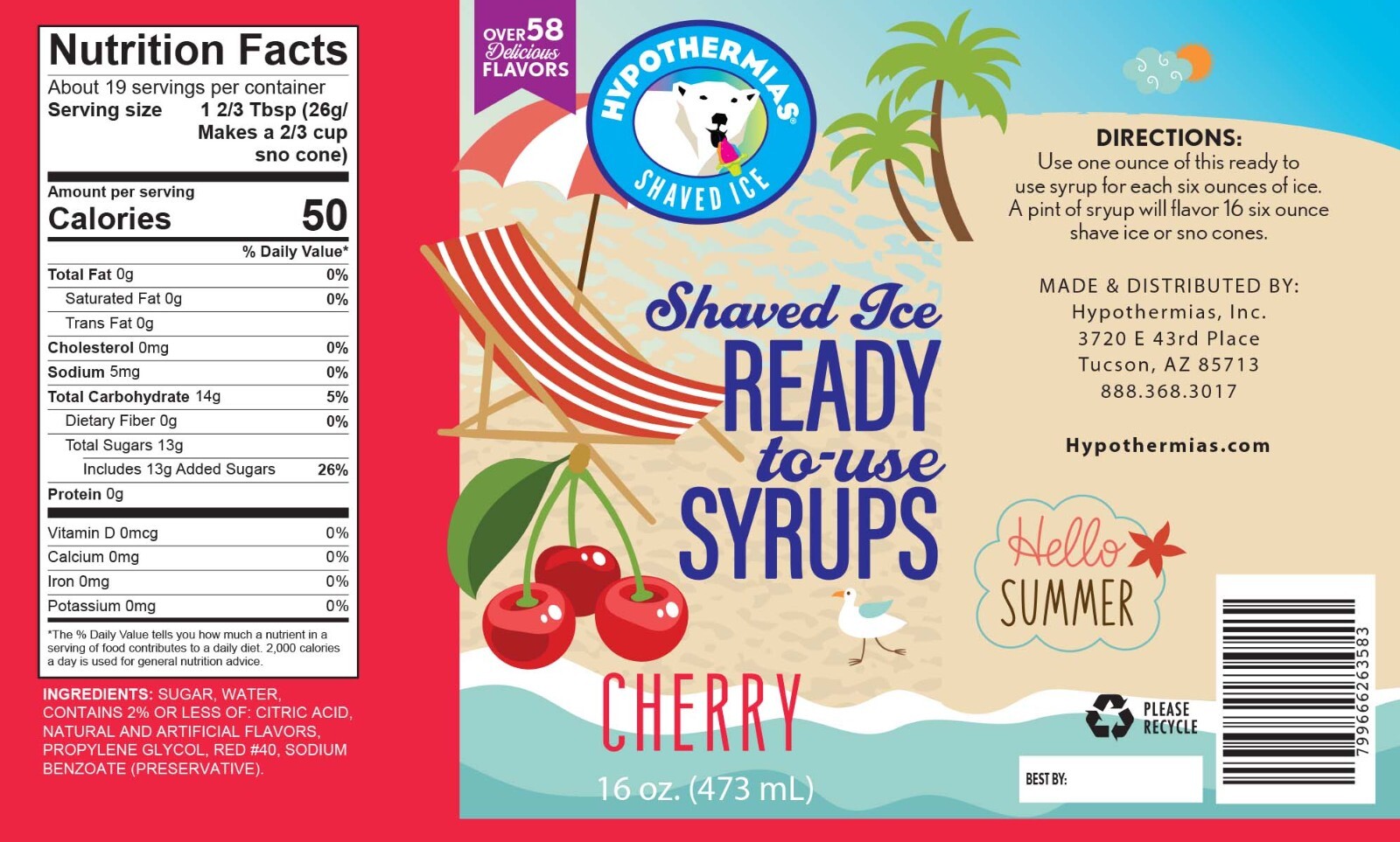 Hypothermias Shaved Ice & Snow Cone Syrup Pack 3 Pints Various Flavors Included