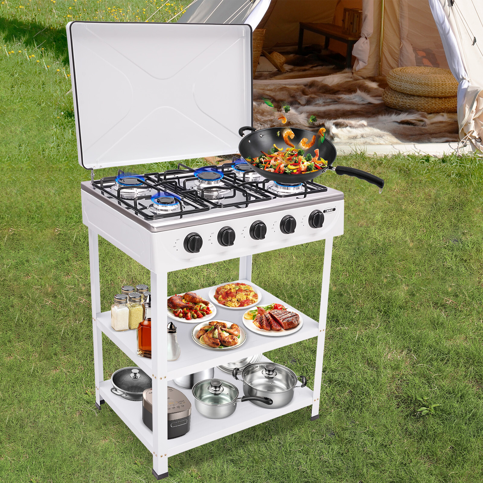 5 Burners Portable Natural Gas Stove Propane Burner For Rv Outdoor Cooking