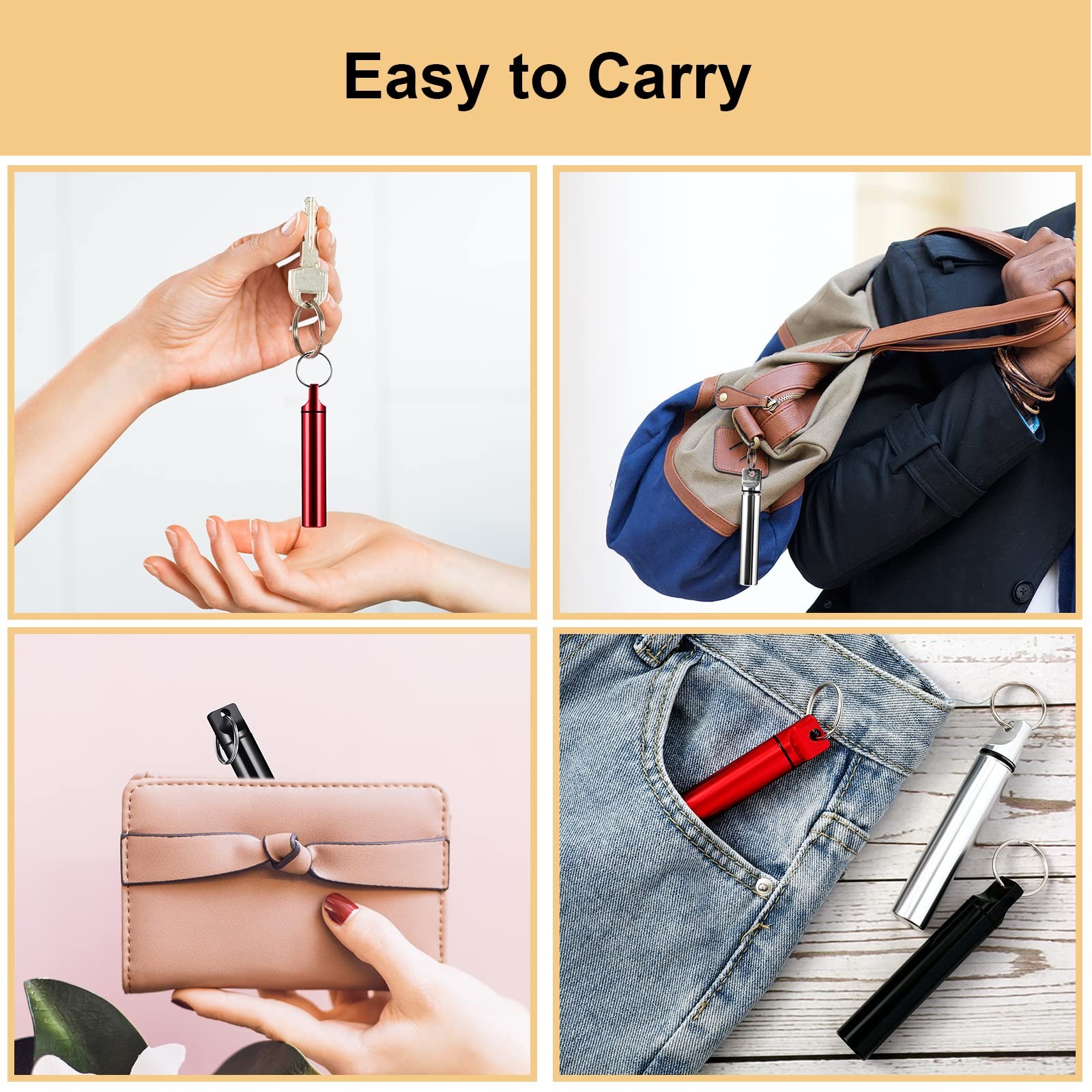 Pelopy 6 Pcs Metal Portable Toothpick Holder [‘silver’, ‘black’, ‘red’]