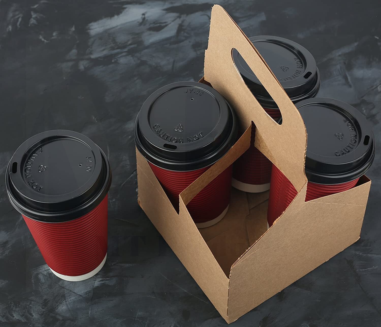 MT Products Kraft Drink Carrier with Handle Holds Up To 4 Cups – Pack of 15
