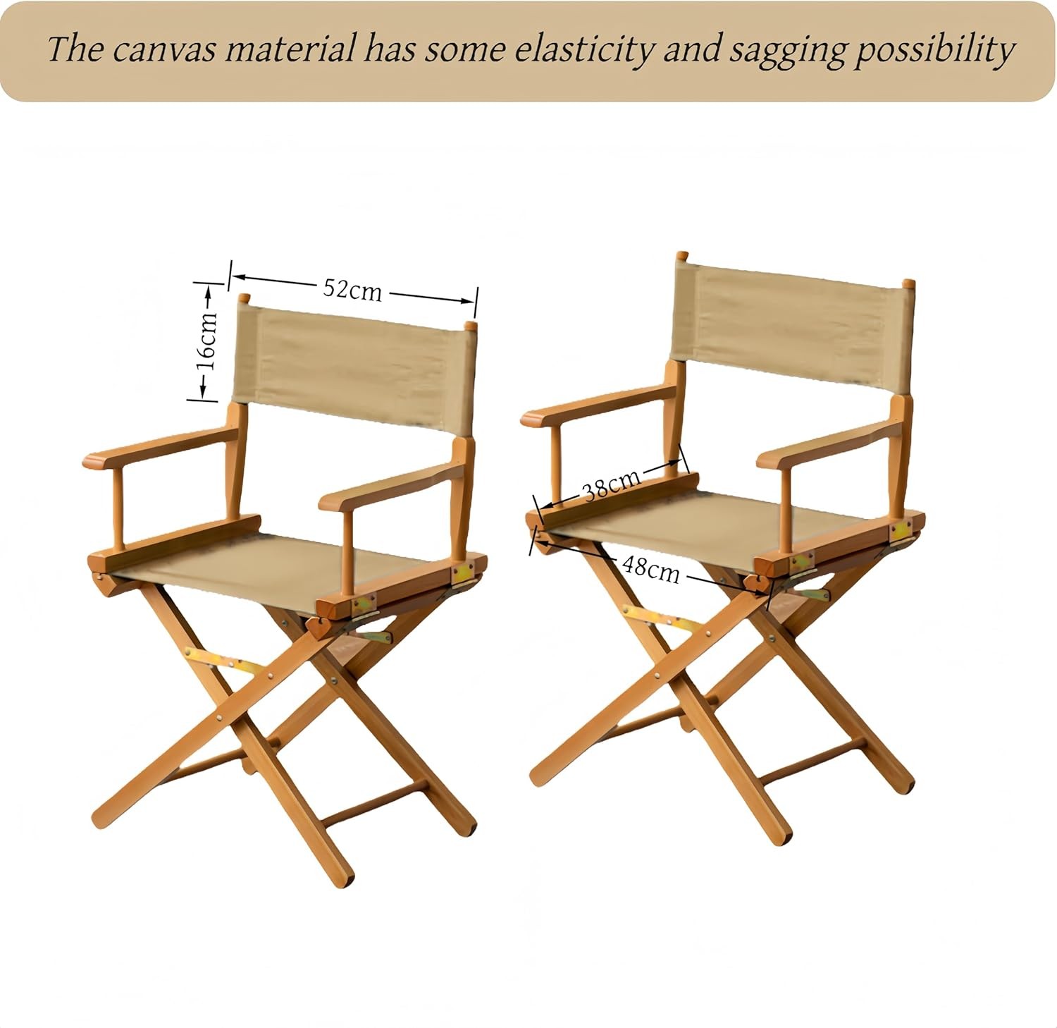 1 Set Director Chair Canvas Replacement with Wood Stick,18.9»L X 15»W Portable