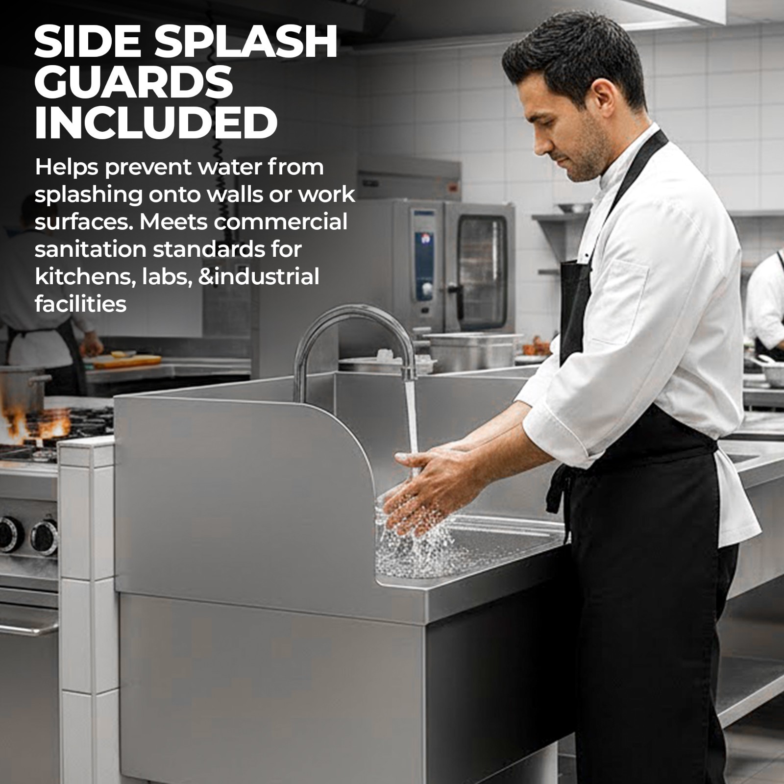 Stainless Steel 15″x17″ Wall Hung Hand Washing Sink w/ Splash Guard & Knee Pedal