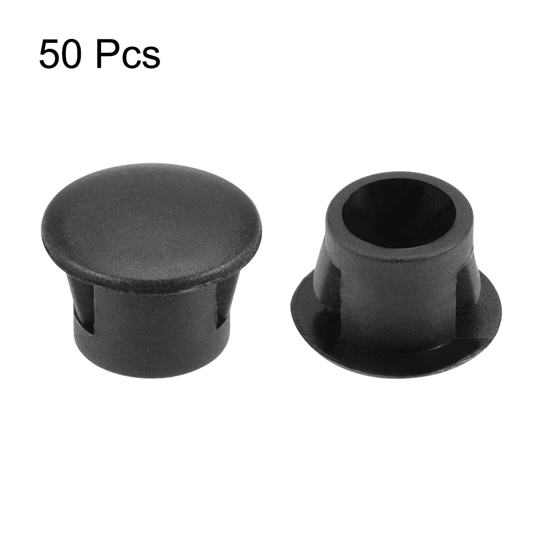 50Pcs 8mm Snap in Locking Hole Tube Flush Type Panel Plugs Hole Plugs Black
