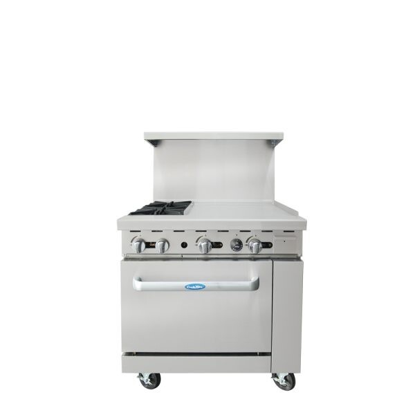Atosa AGR-2B24GR-NG 36″ Range 2 BURNERS 24″ GRIDDLE OVEN NAT GAS