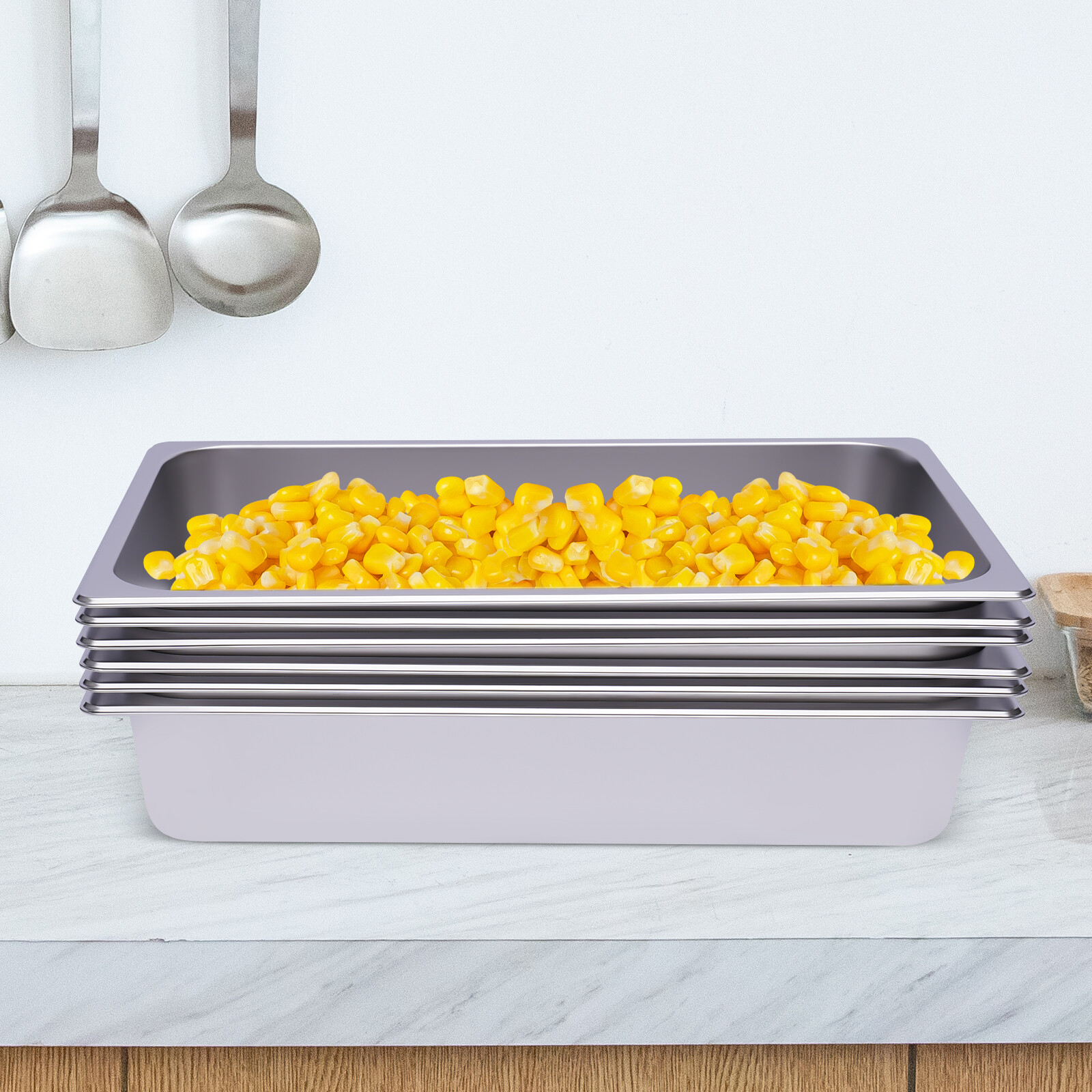 6 PACK Full Size 4″ Deep Stainless Steel Steam Table Food Pan Commercial Tray