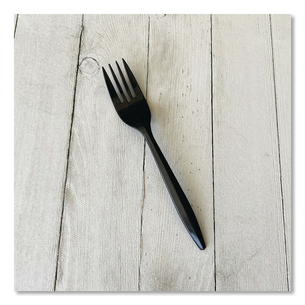 Boardwalk FORKBLPP Plastic Fork Mediumweight Cutlery – Black (1000/CT) New