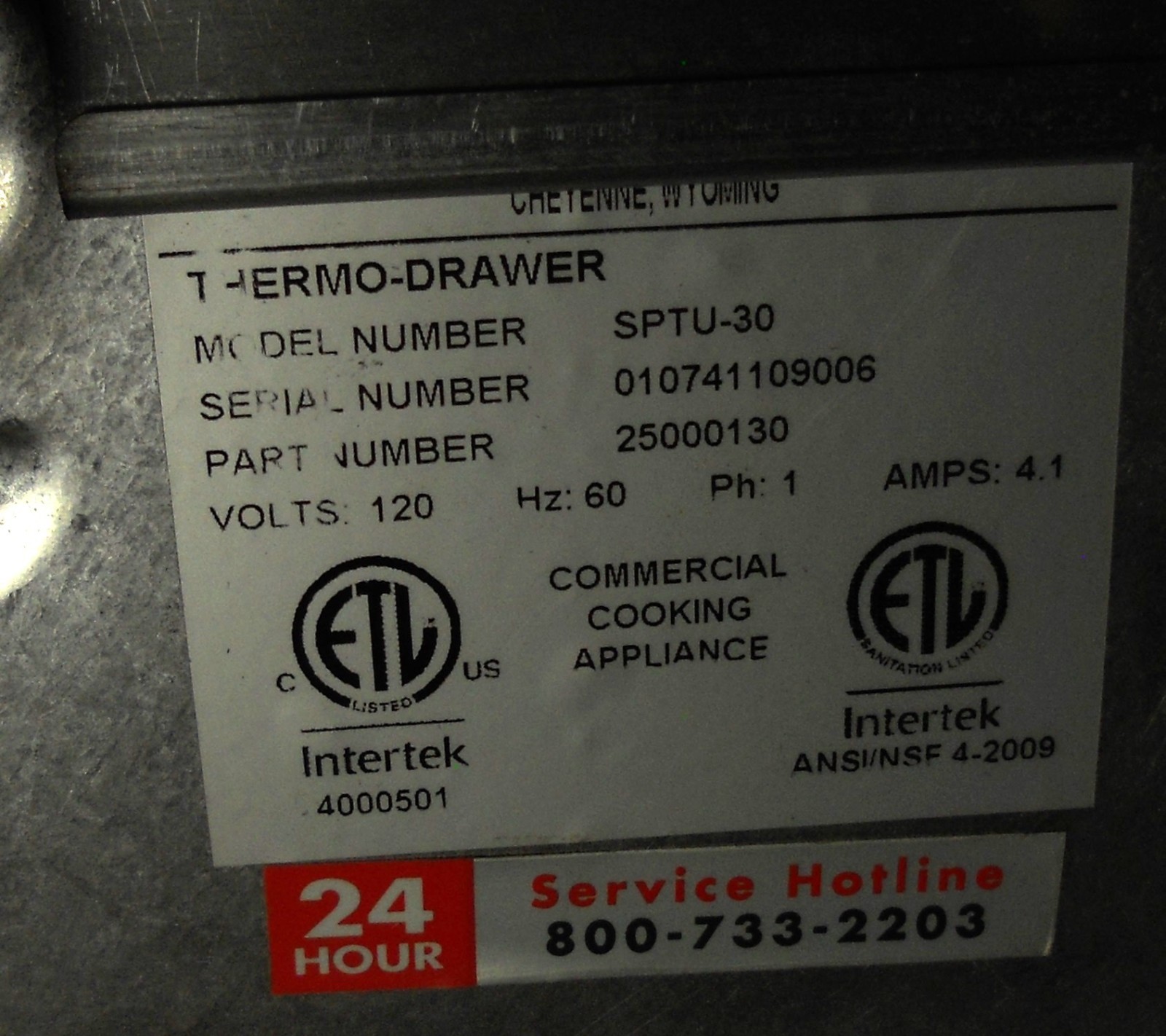 APW Wyott SPTU-30 Hot Dog Thermo Drawer Warmer Stainless 365 Watts
