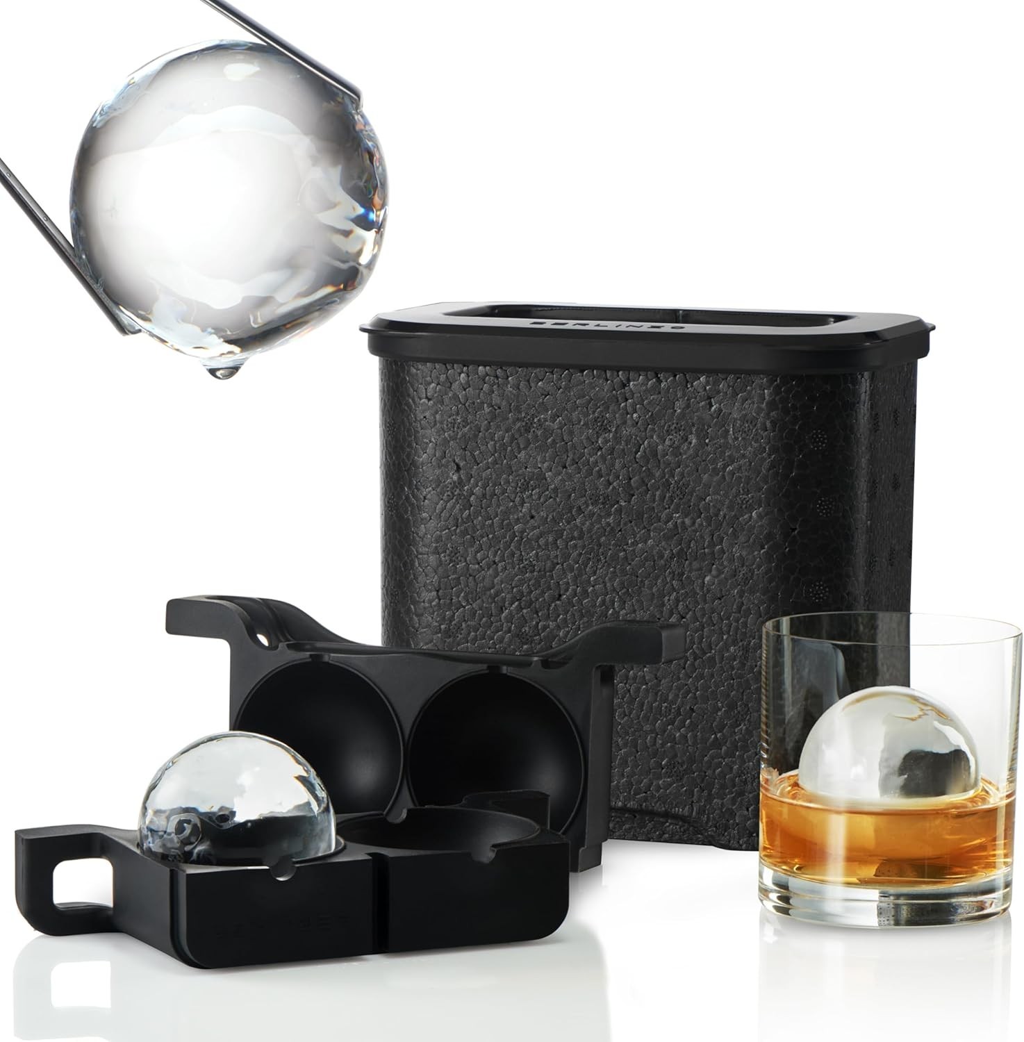 Berlinzo Clear Ice Ball Maker Mold – 2 Large 2.4-inch Crystal Clear Ice Balls…