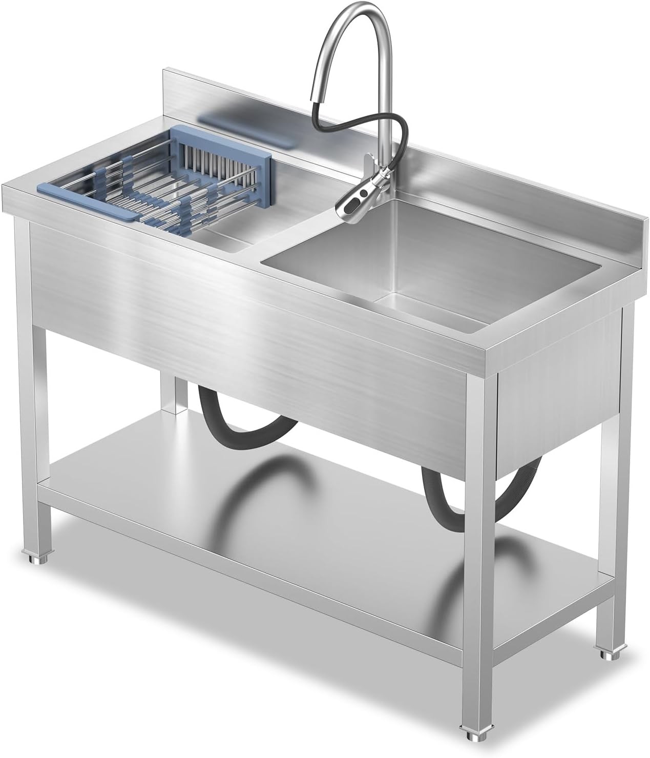 47Inch Utility Double Bowl Kitchen Sink for Restaurant Outdoor Stainless Steel