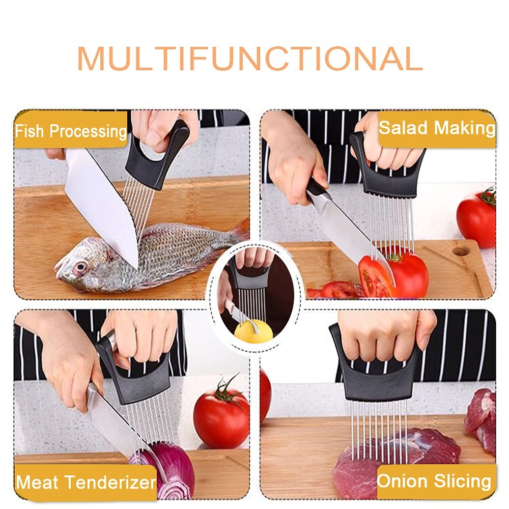 ESINAM Onion Slicer Holder, Premium Vegetable Cutter for Potato Silver