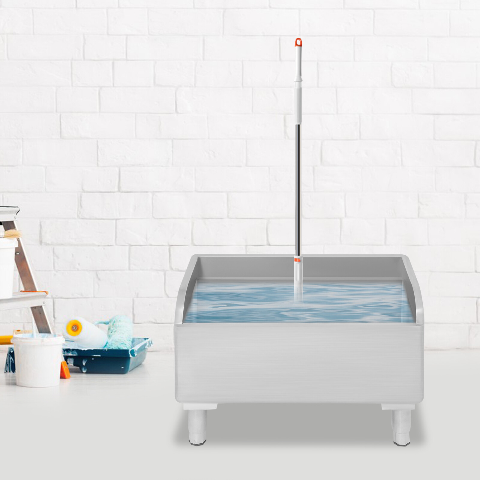Commercial Floor Mop Sink, Stainless Steel Mop Sink 80*41*55cm/31.5*16.1*21.6in